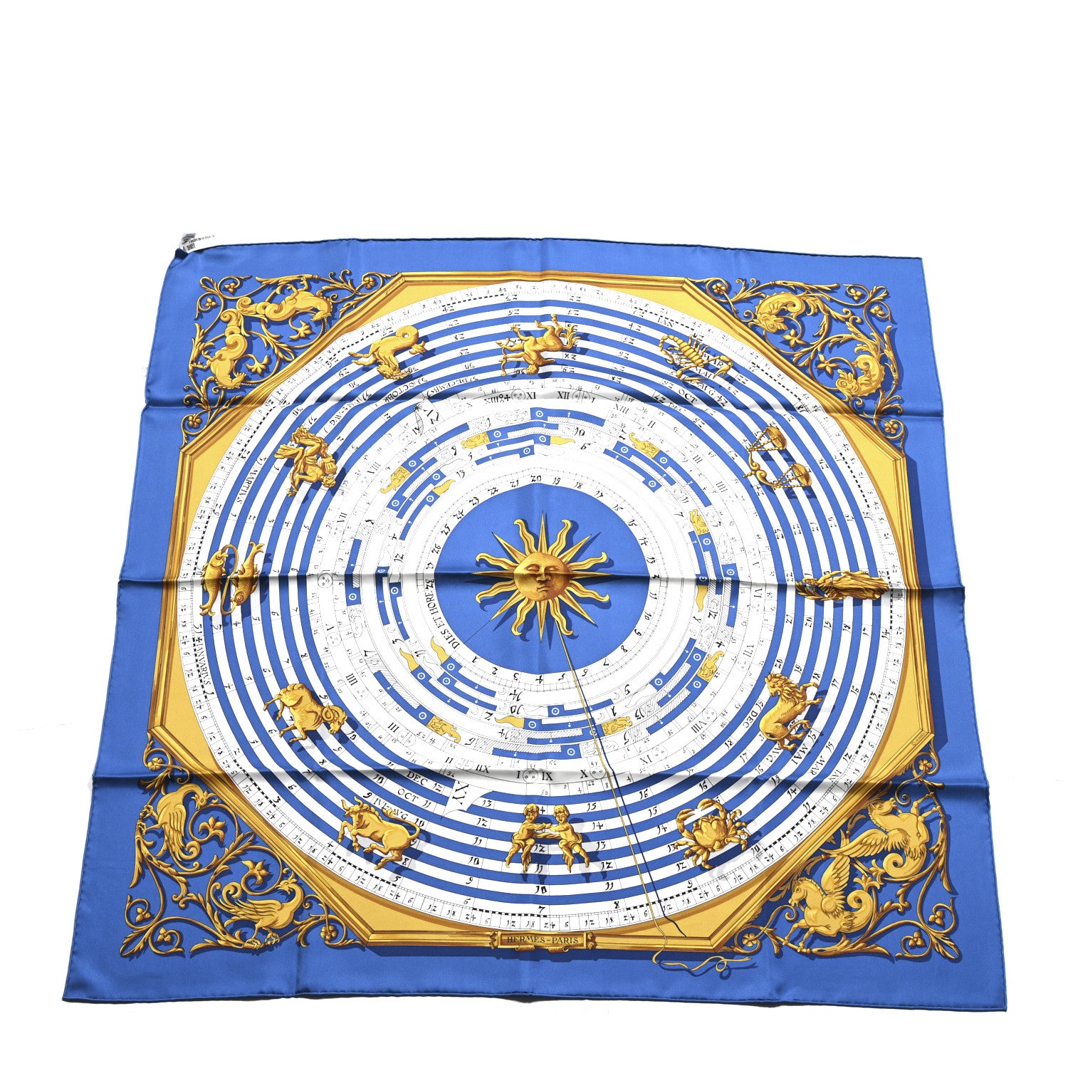 Hermes Silk Astrologie Scarf 90 Bleu Cobalt Vieil 1704323