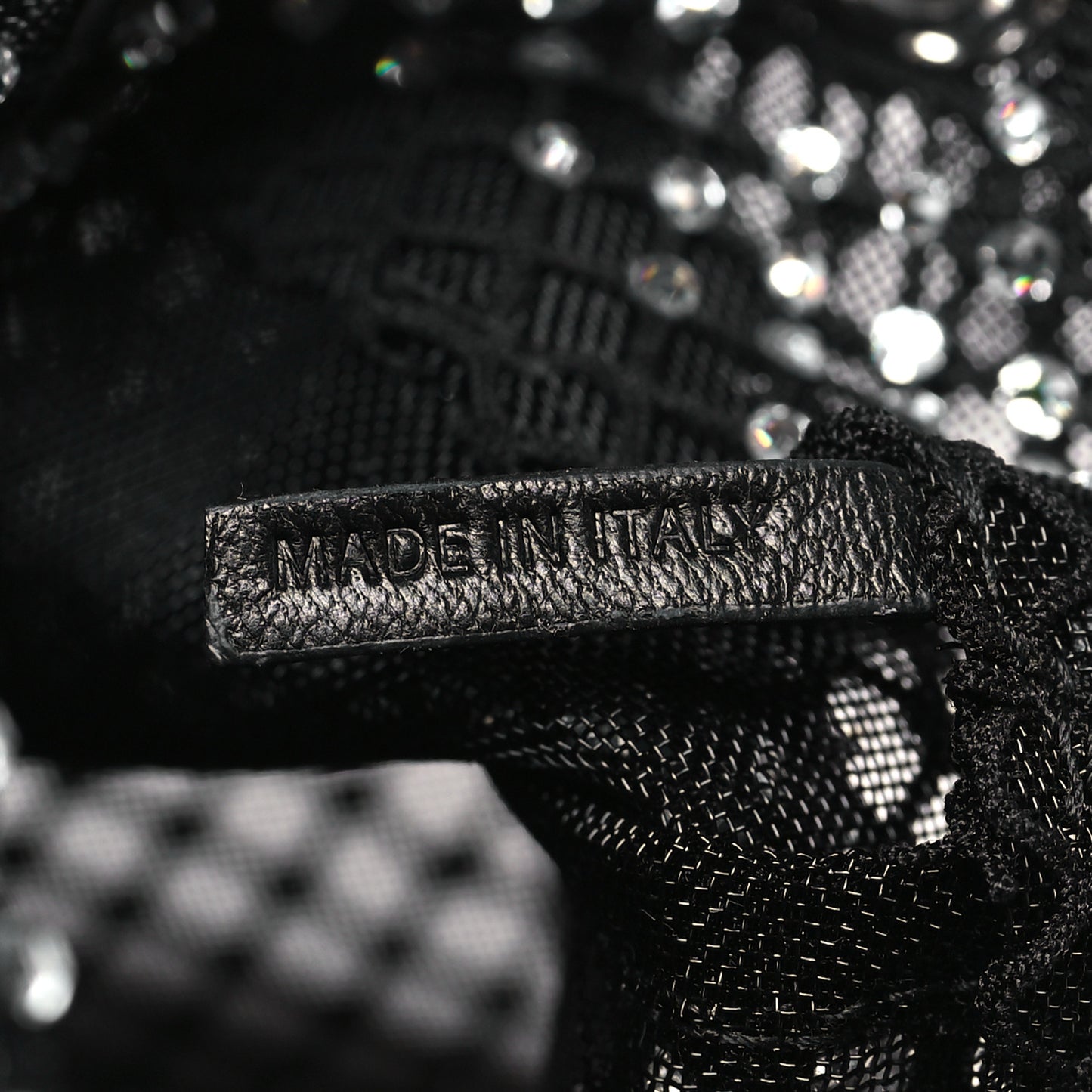 Mesh Crystal Bon Bon Bag Black