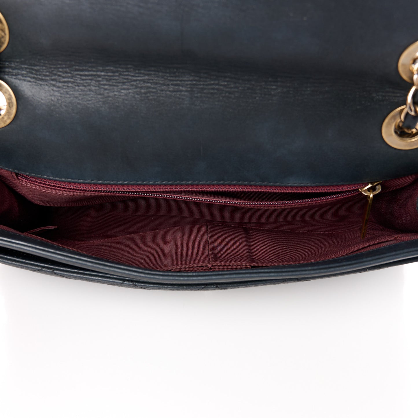 Iridescent Calfskin Small Happy Stitch Flap Black