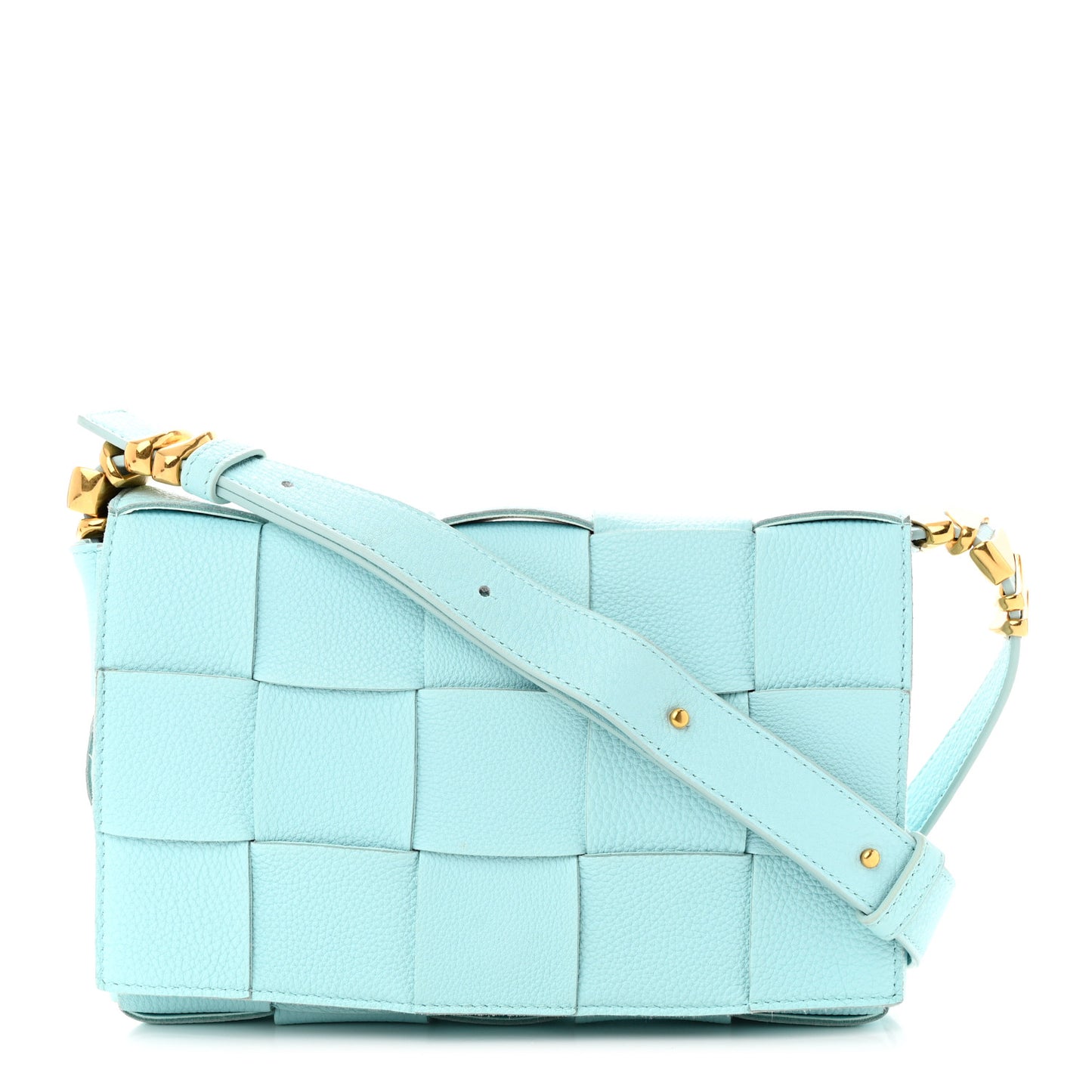 Grained Calfskin Maxi Intrecciato Cassette Crossbody Bag Pale Blue