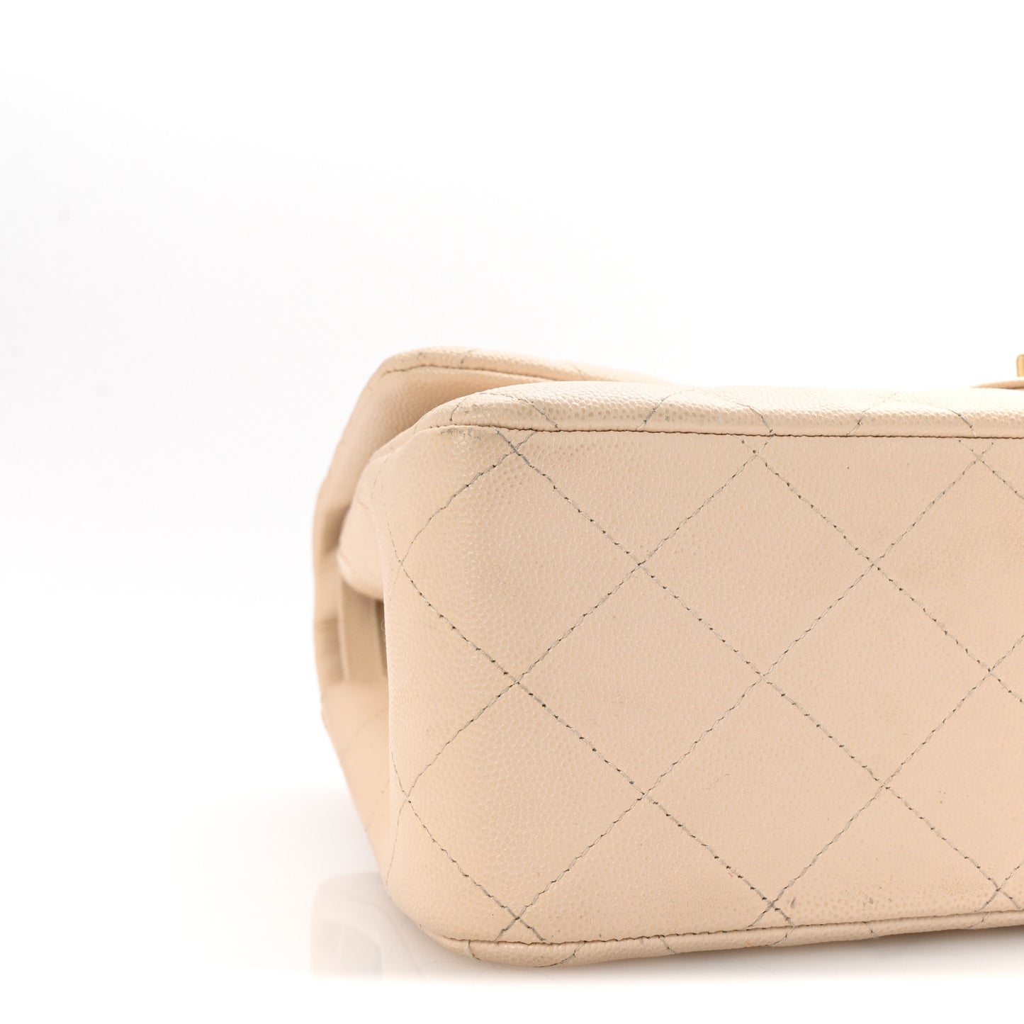 Caviar Quilted Jumbo Double Flap Light Beige