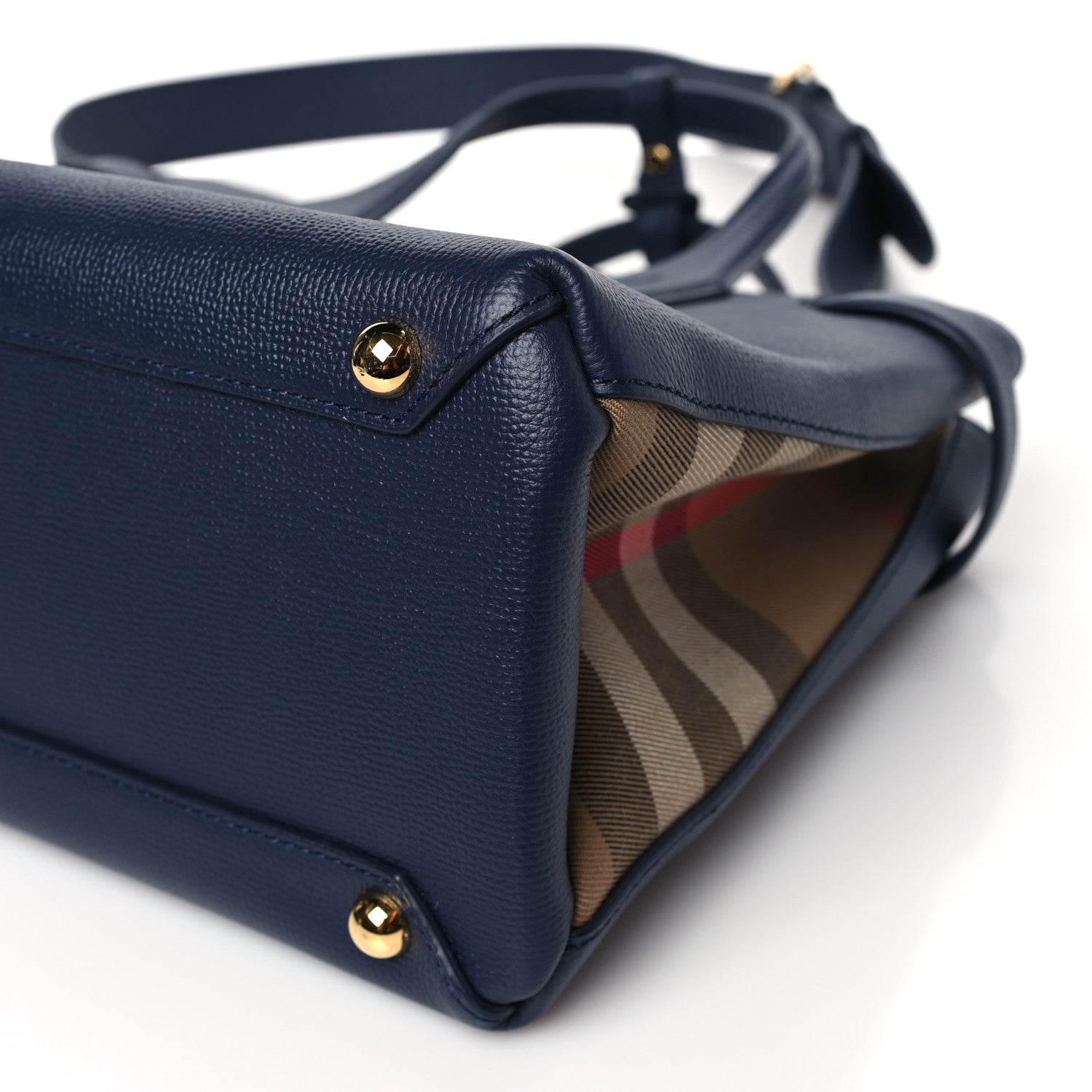 Burberry Derby Calfskin Vintage Check Medium Banner Tote Regency Blue 8 of 8