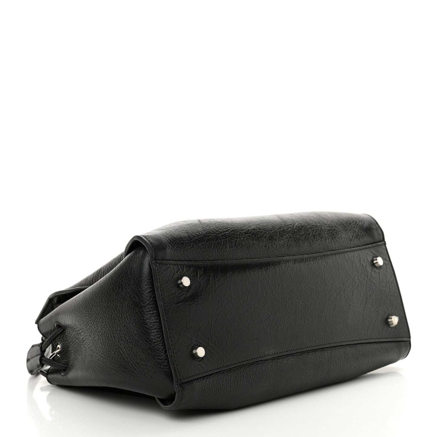 High Shine Calfskin Iris Tote Black