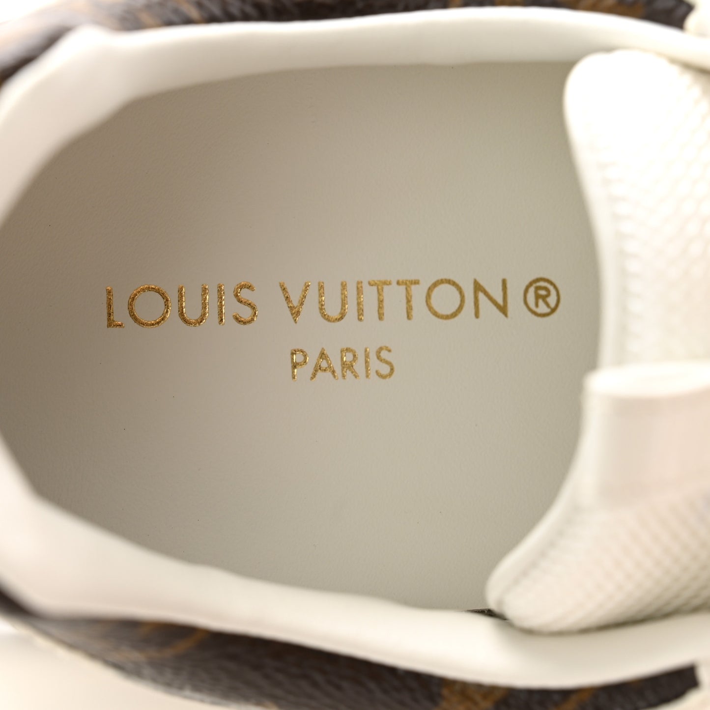Calfskin Monogram Run Away Sneakers 35.5 White