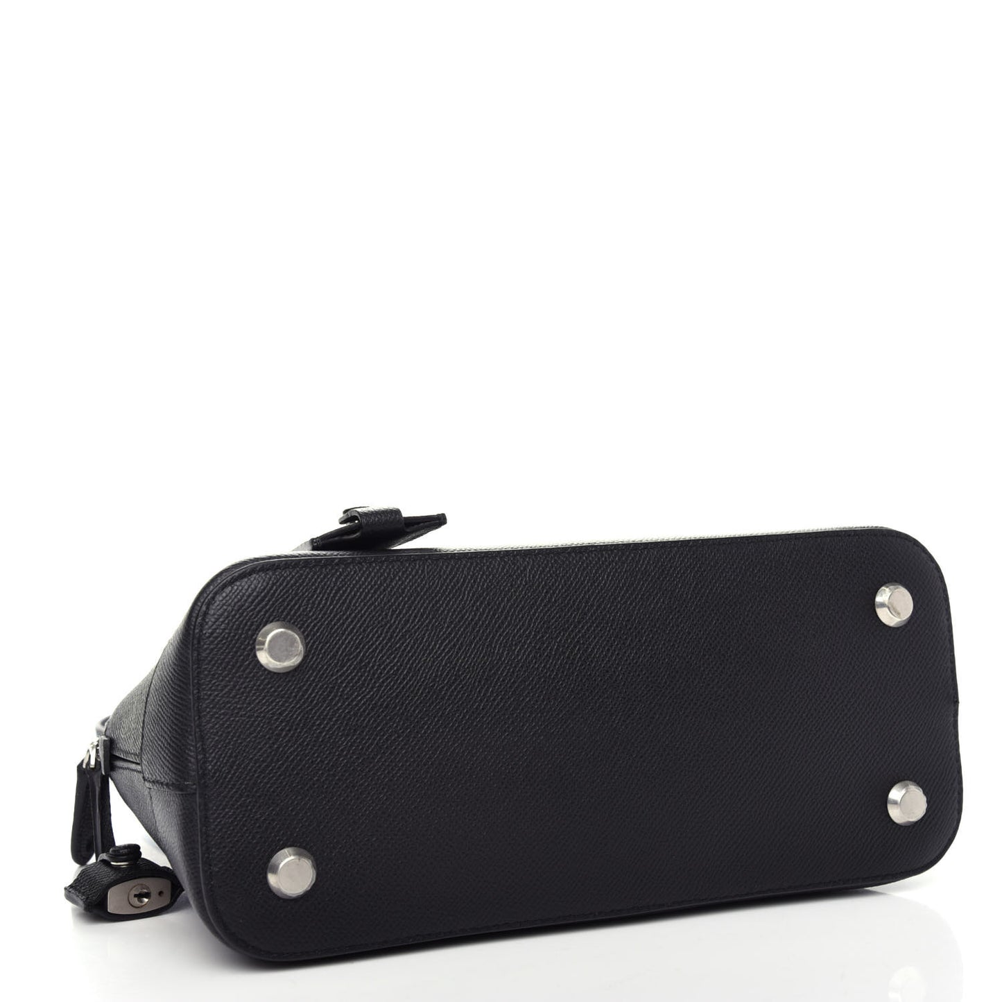 Signature Grained Calfskin Logo S Ville Top Handle Bag Black