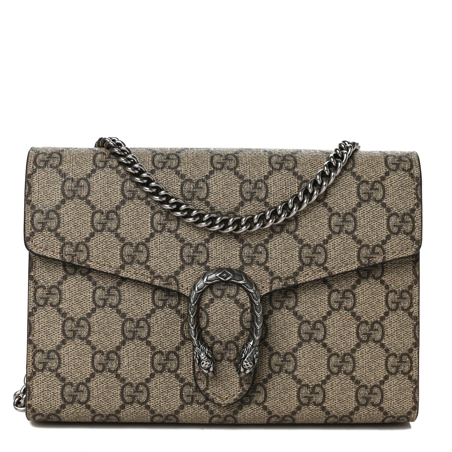GG Supreme Monogram Mini Dionysus Chain Wallet Beige Taupe