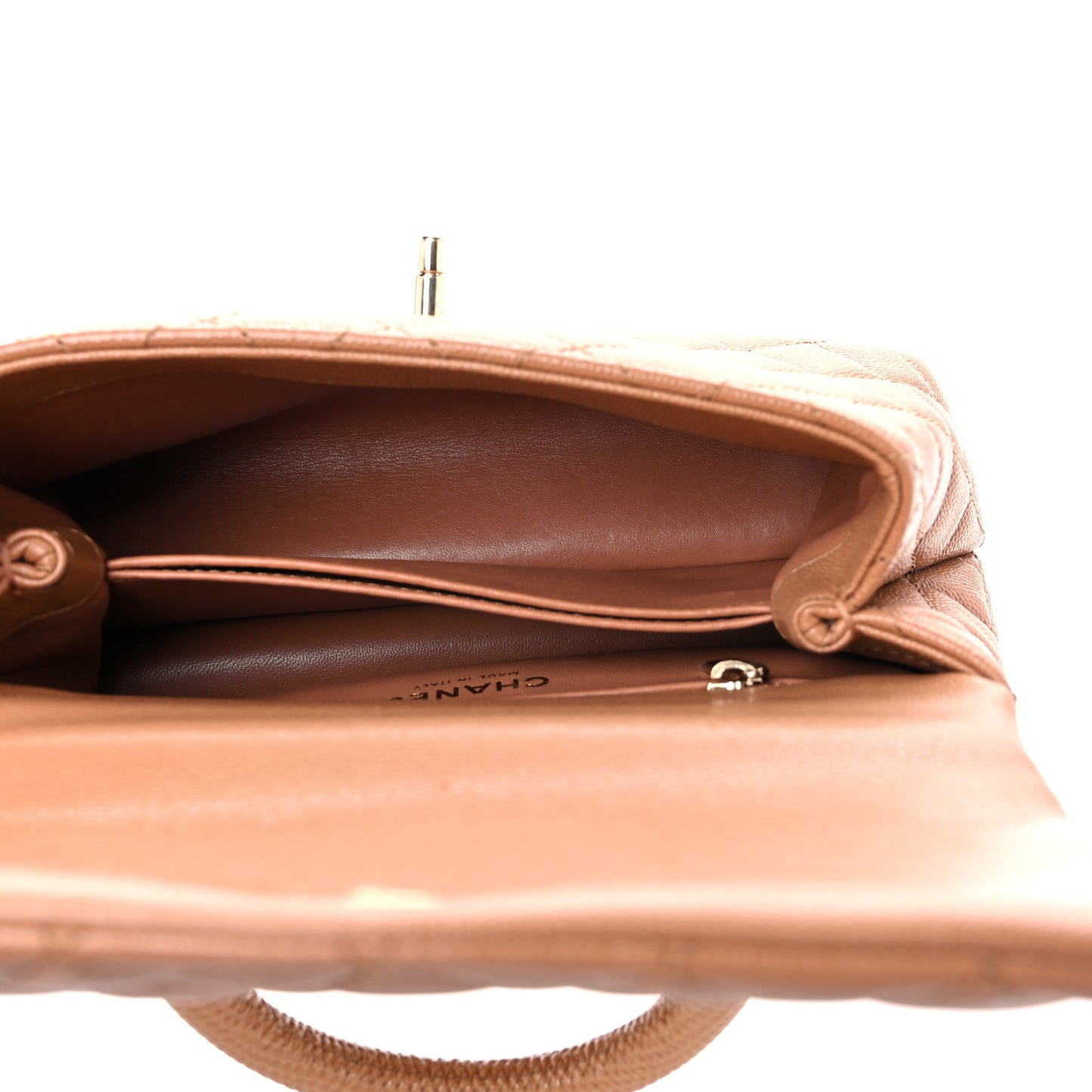 Caviar Quilted Lizard Embossed Mini Coco Handle Flap Brown