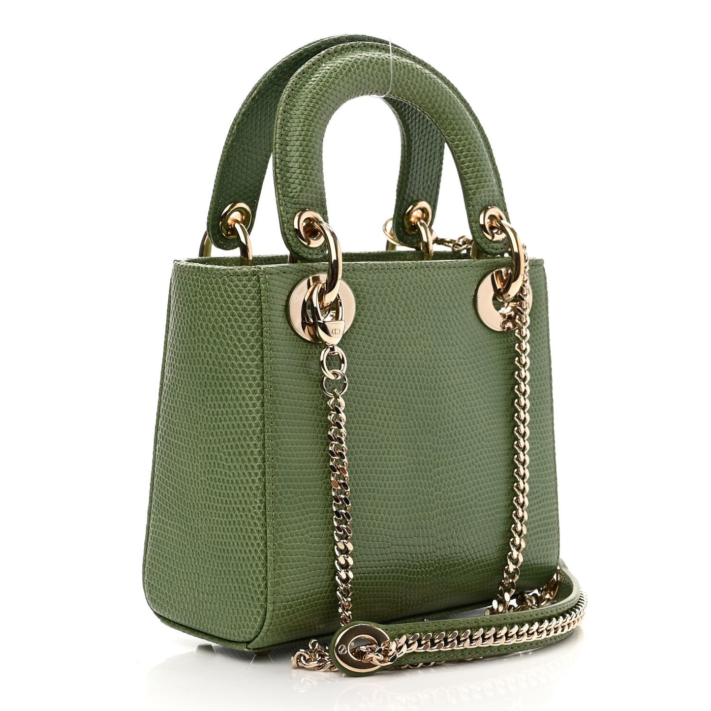 Lizard Mini Lady Dior Vert Saule