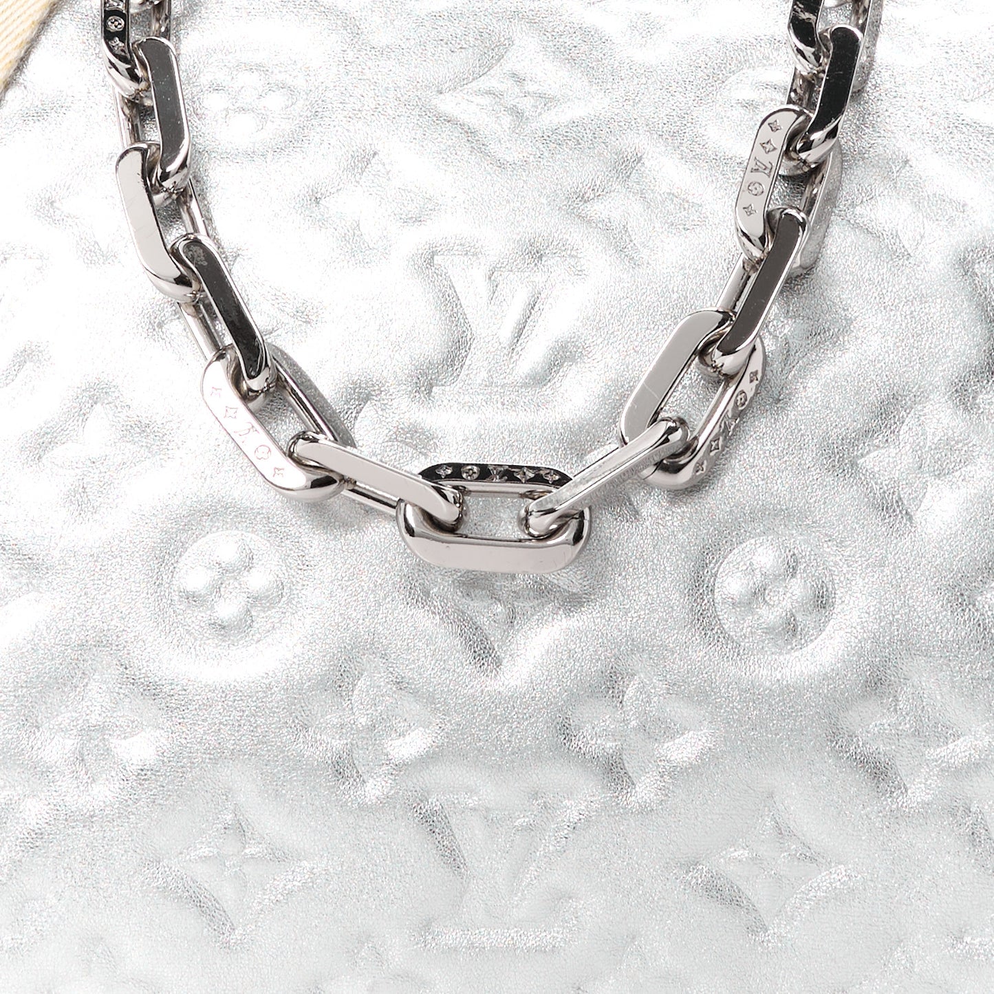 Metallic Lambskin Embossed Monogram Coussin BB Silver