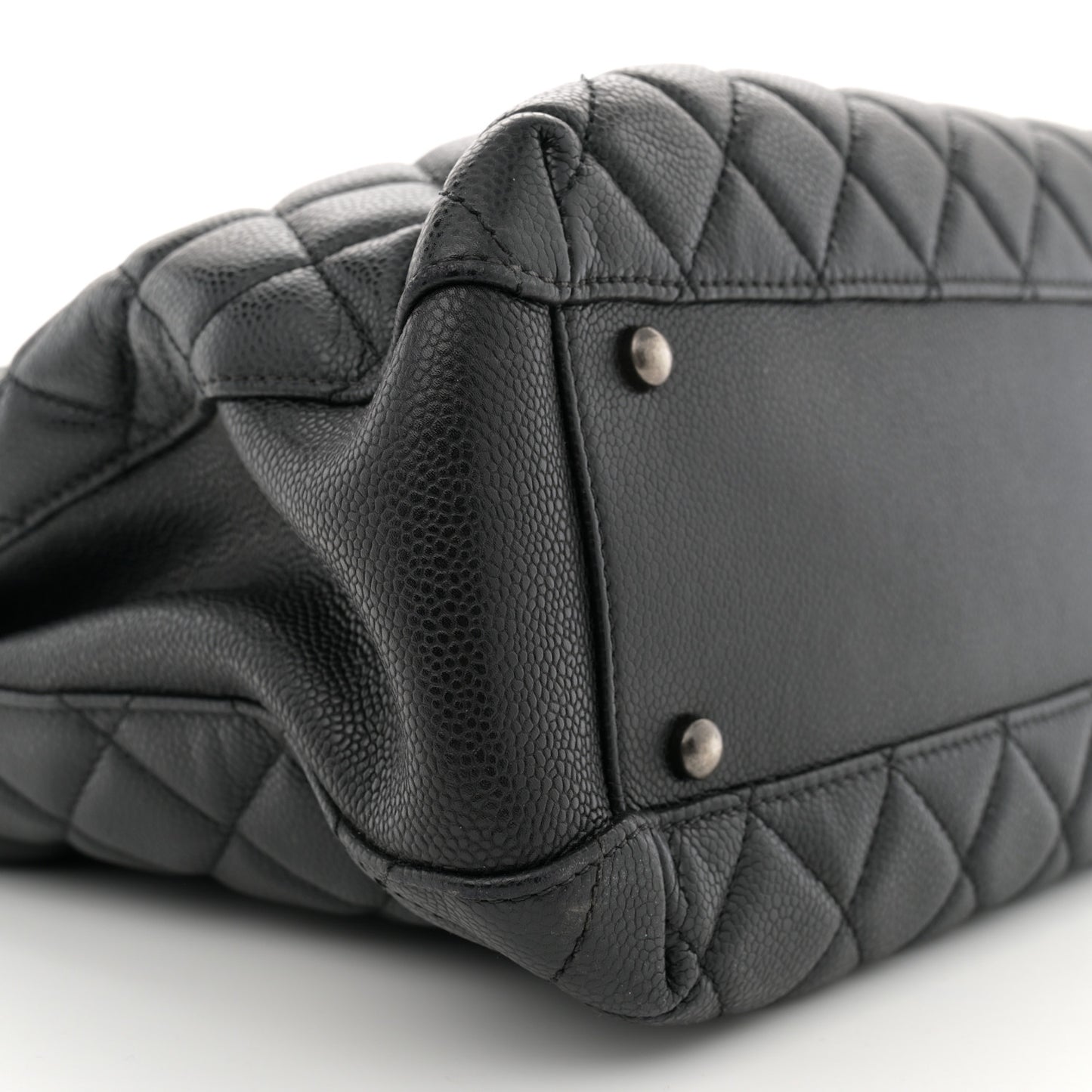 Caviar Quilted City Shopping Tote Black