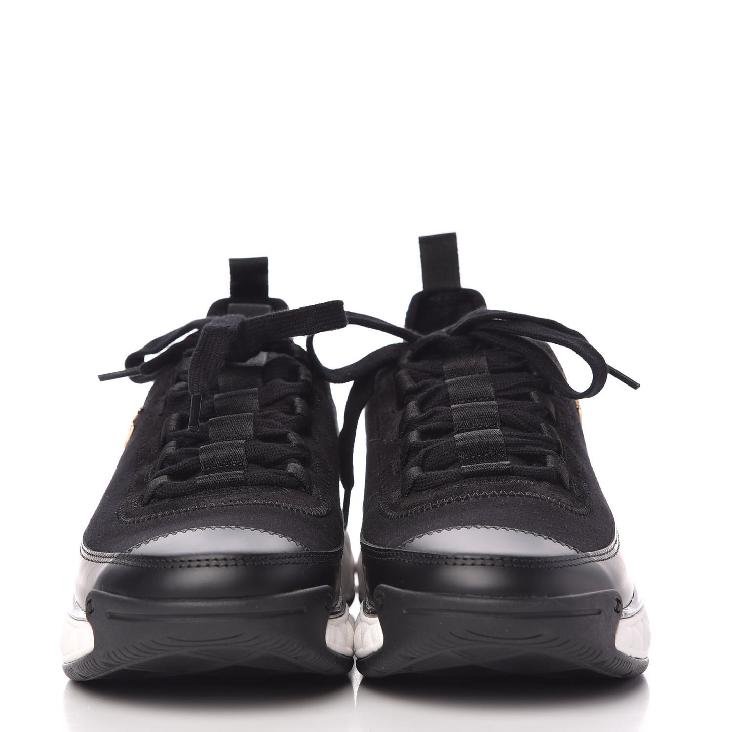 Velvet Calfskin Mixed Fibers CC Sneakers 37 Black