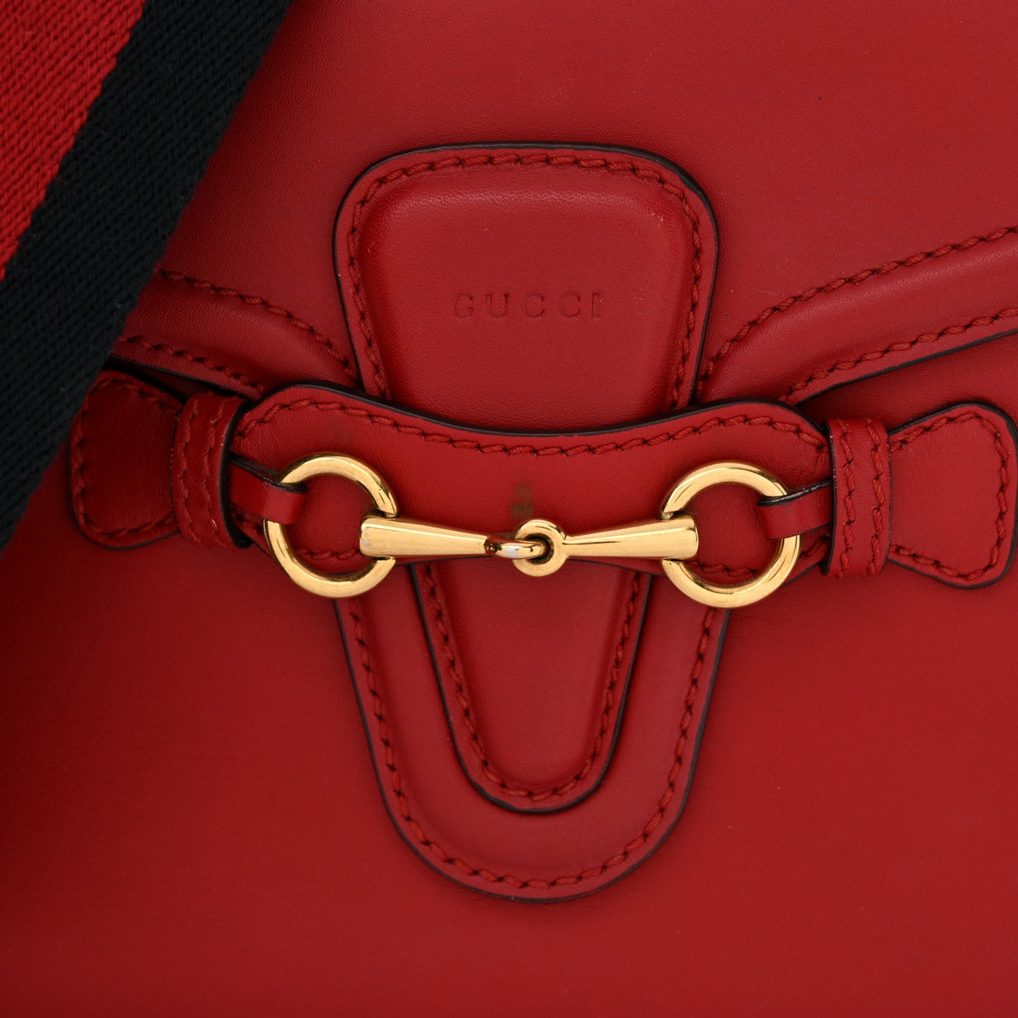 Ruinart Calfskin Medium Lady Web Shoulder Bag Hibiscus Red