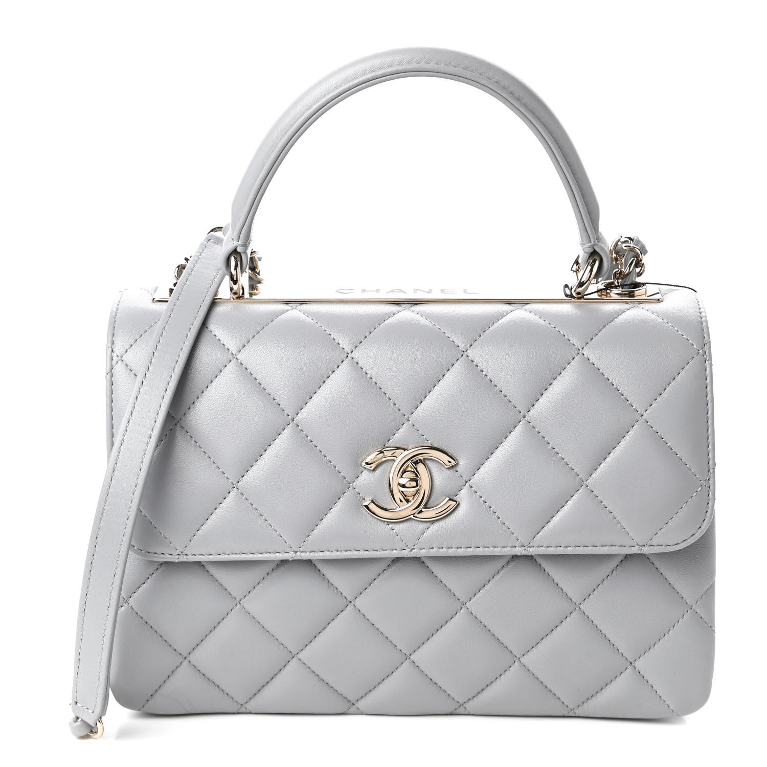 Chanel Lambskin Quilted Small Trendy CC Flap Dual Handle Bag Grey