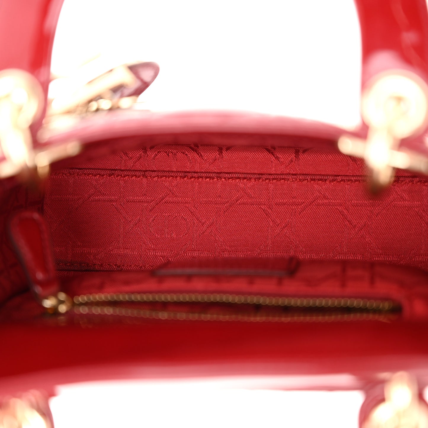Patent Cannage Mini Lady Dior Red