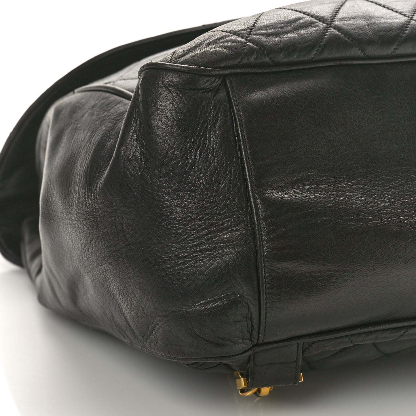 Lambskin Quilted Tassel Drawstring Backpack Black