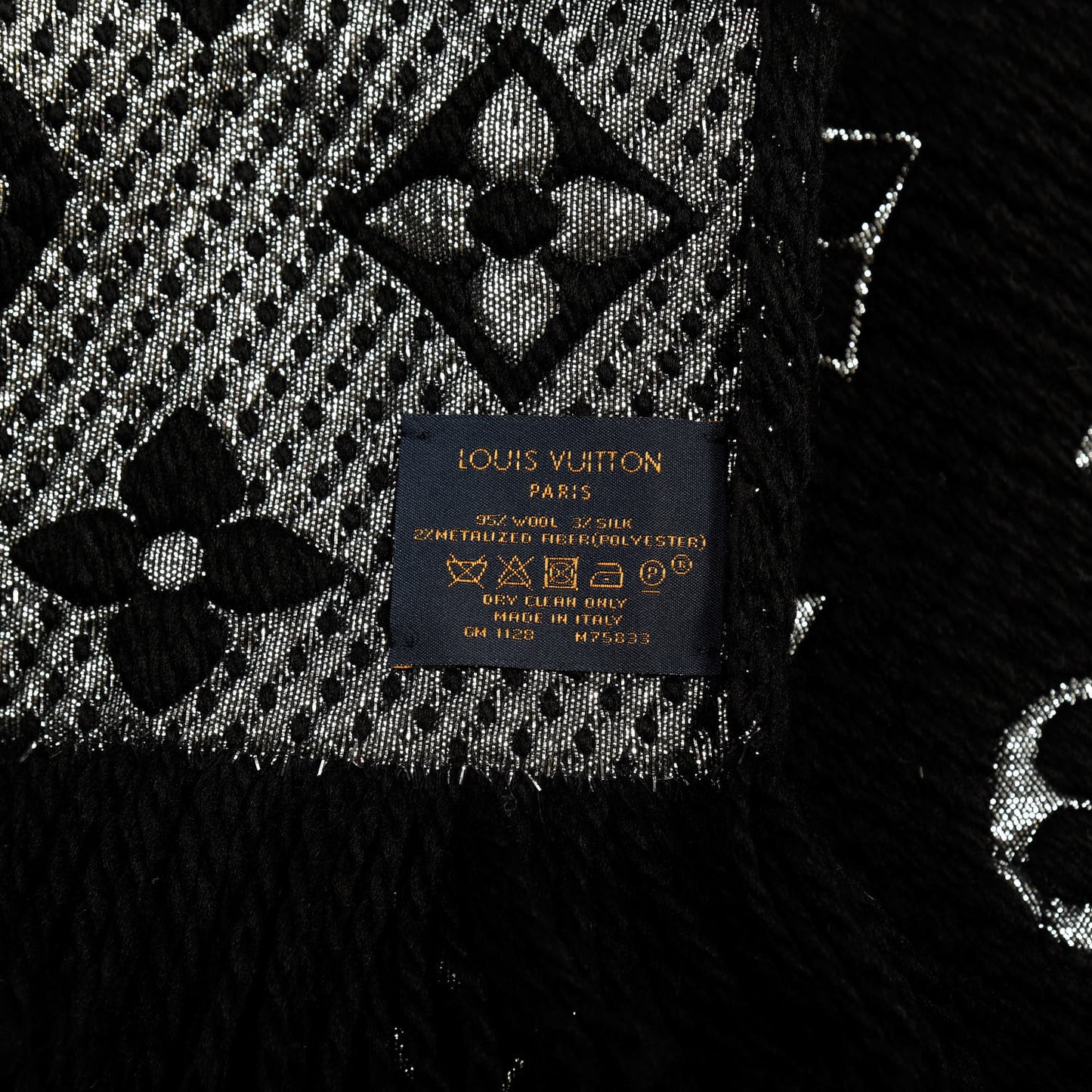Wool Silk Logomania Shine Scarf Black
