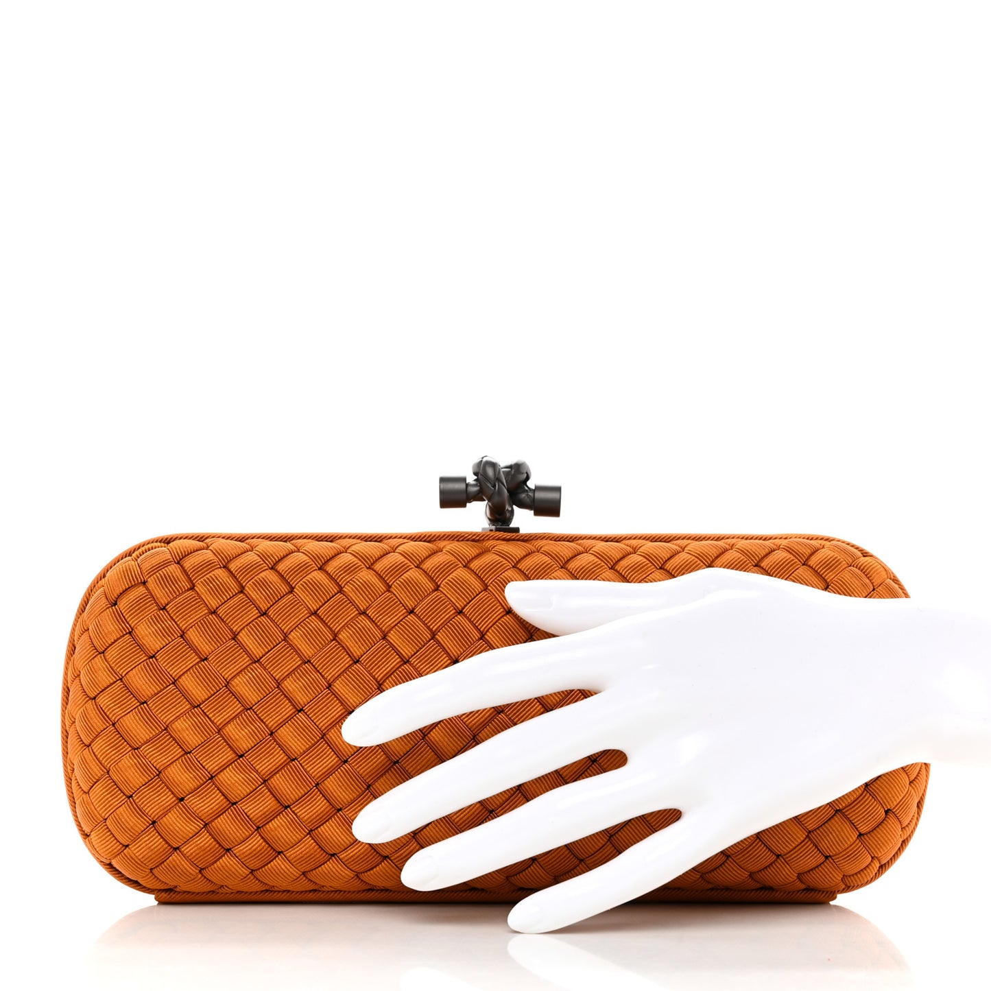 Satin Intreccio Impero Ayers Stretch Knot Clutch Orange