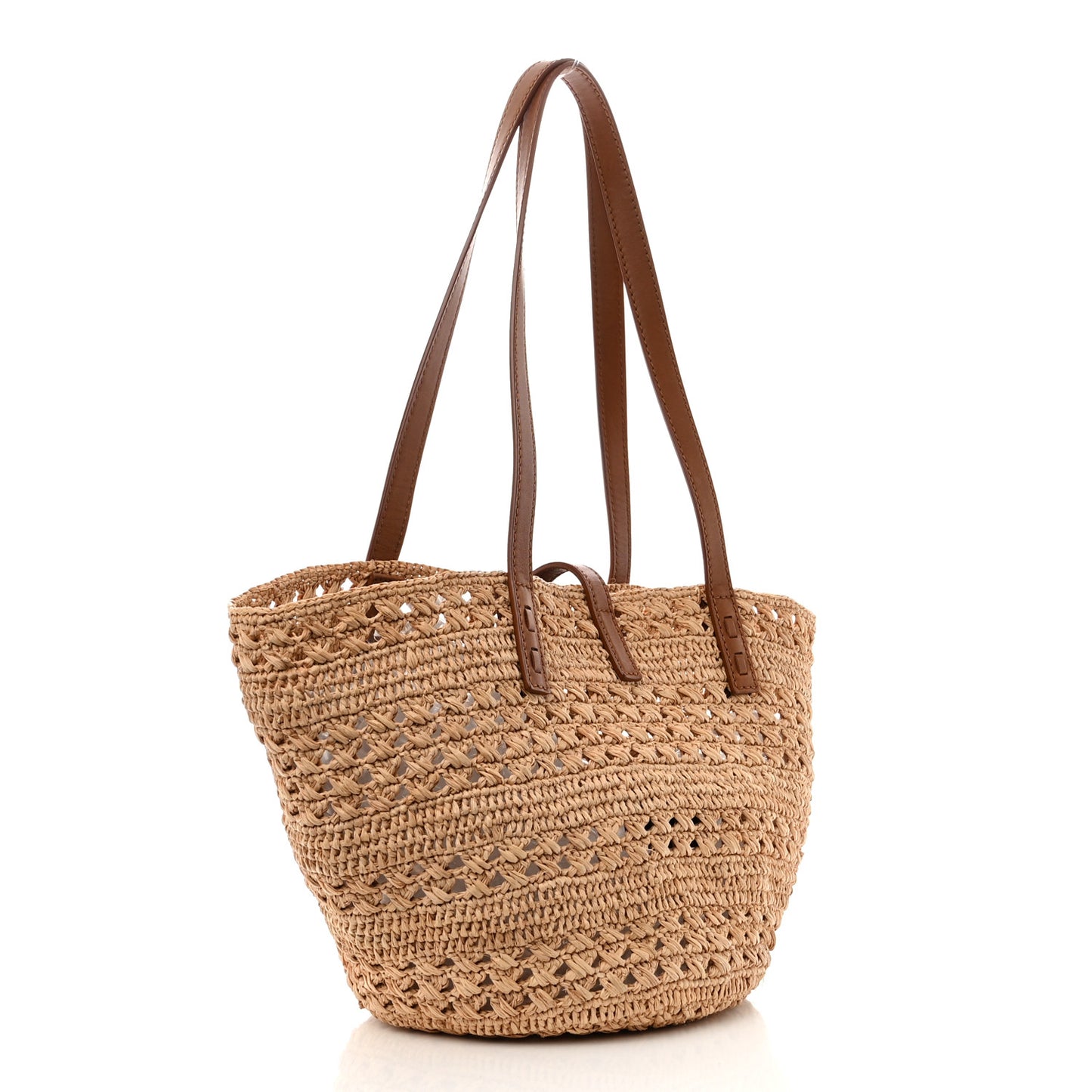 Raffia Calfskin Small Panier Tote Naturel
