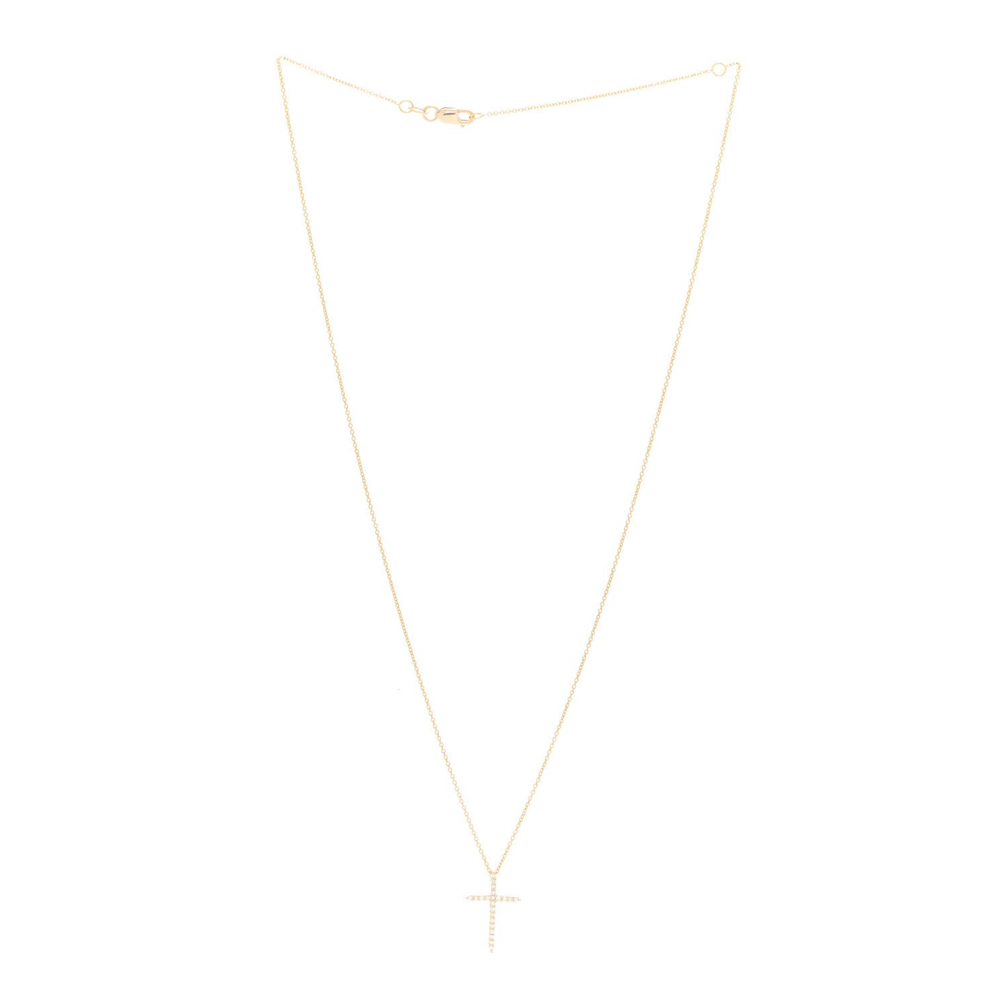 18K Yellow Gold .10ct Diamond Cross Pendant Necklace