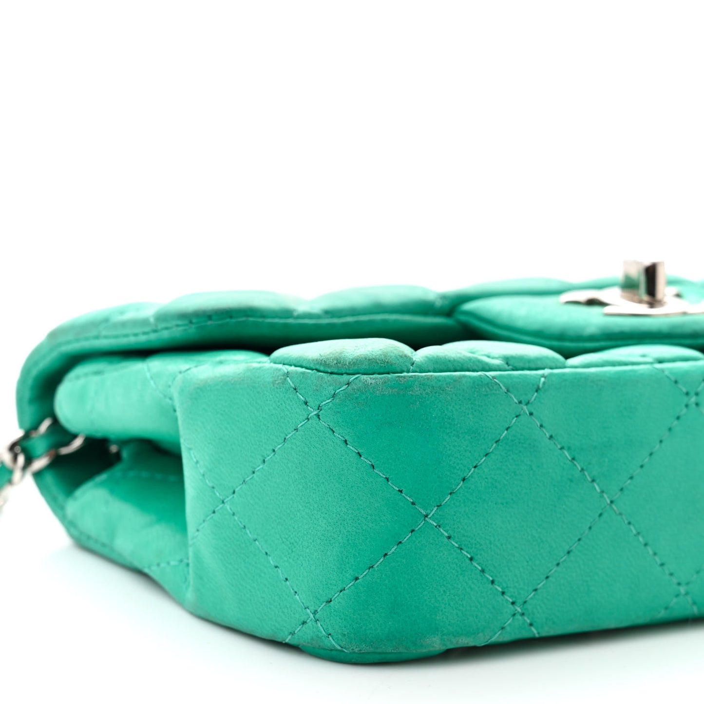 Lambskin Quilted Extra Mini Rectangular Flap Green