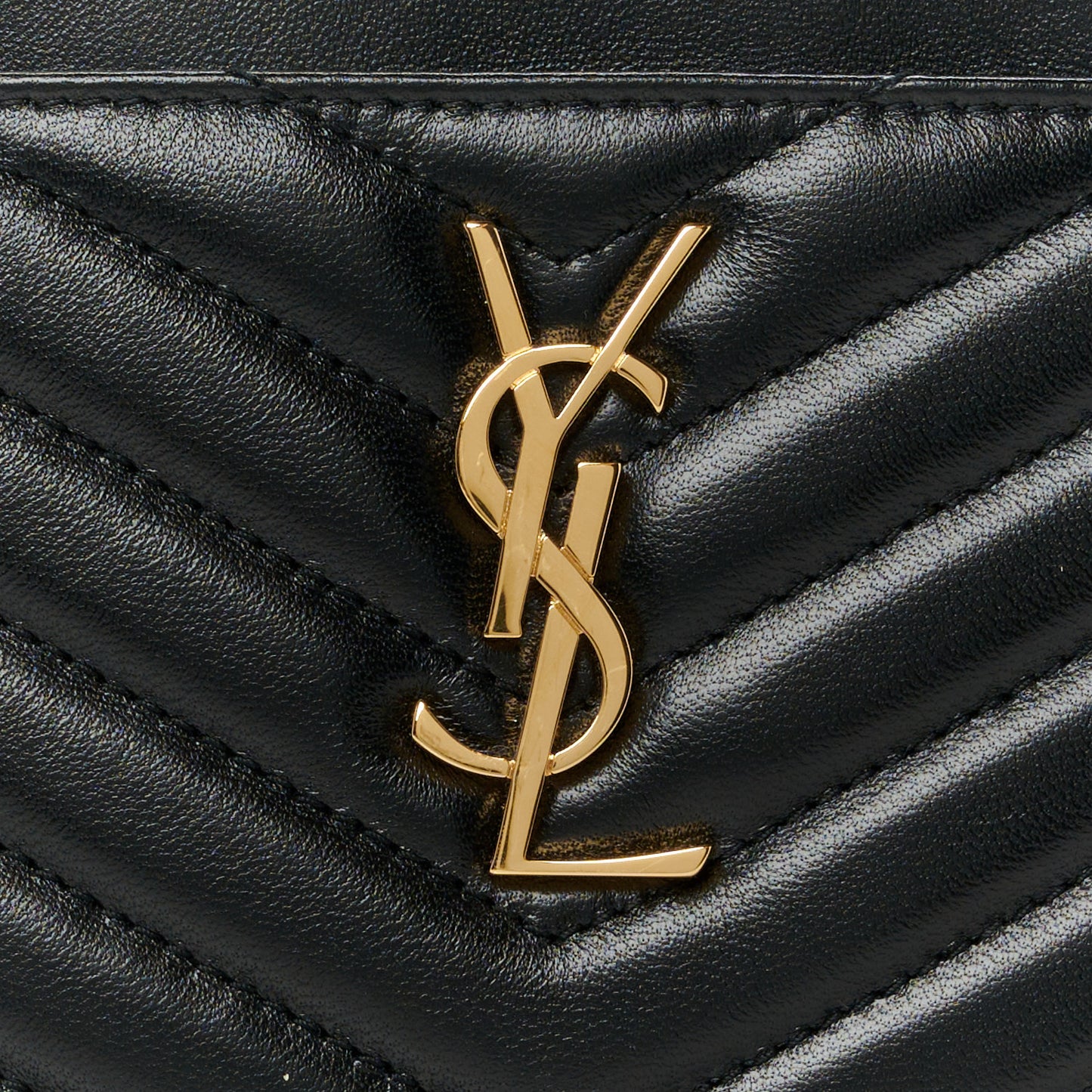 Lambskin Chevron Monogram Large Bill Pouch Black