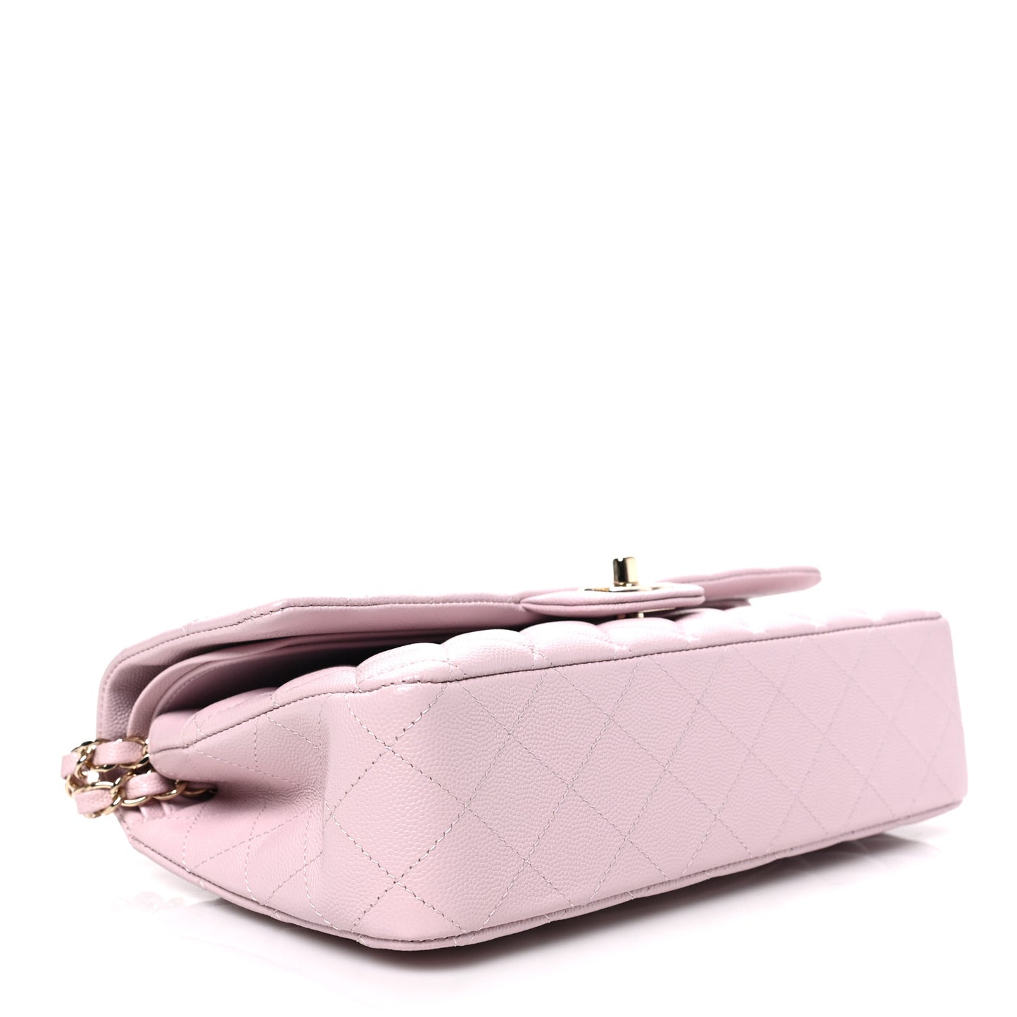 Caviar Quilted Medium Double Flap Light Pink