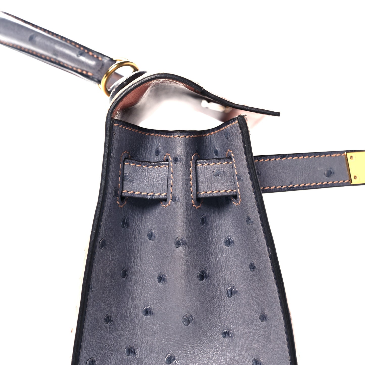 Ostrich Horseshoe Kelly Sellier 28 Terre Cuite Gris Agate