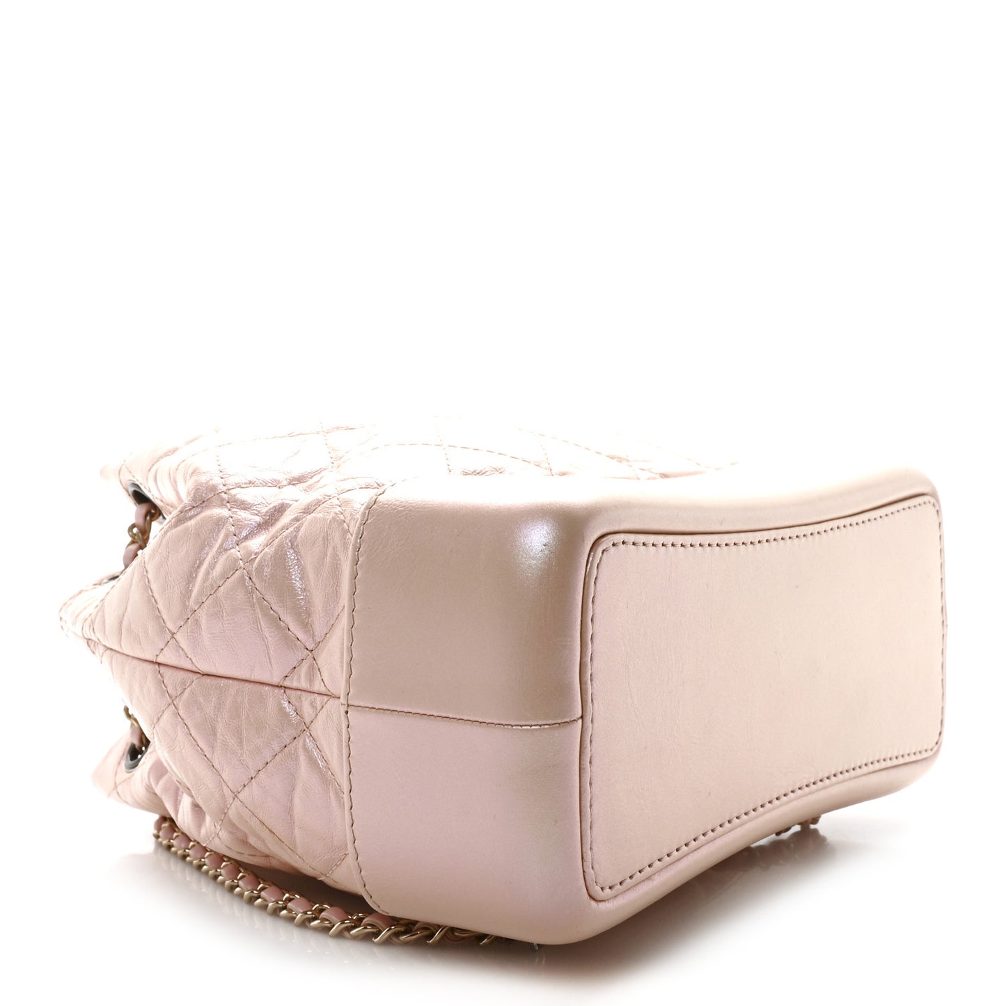 Iridescent Aged Calfskin Quilted Small Gabrielle Backpack Pink