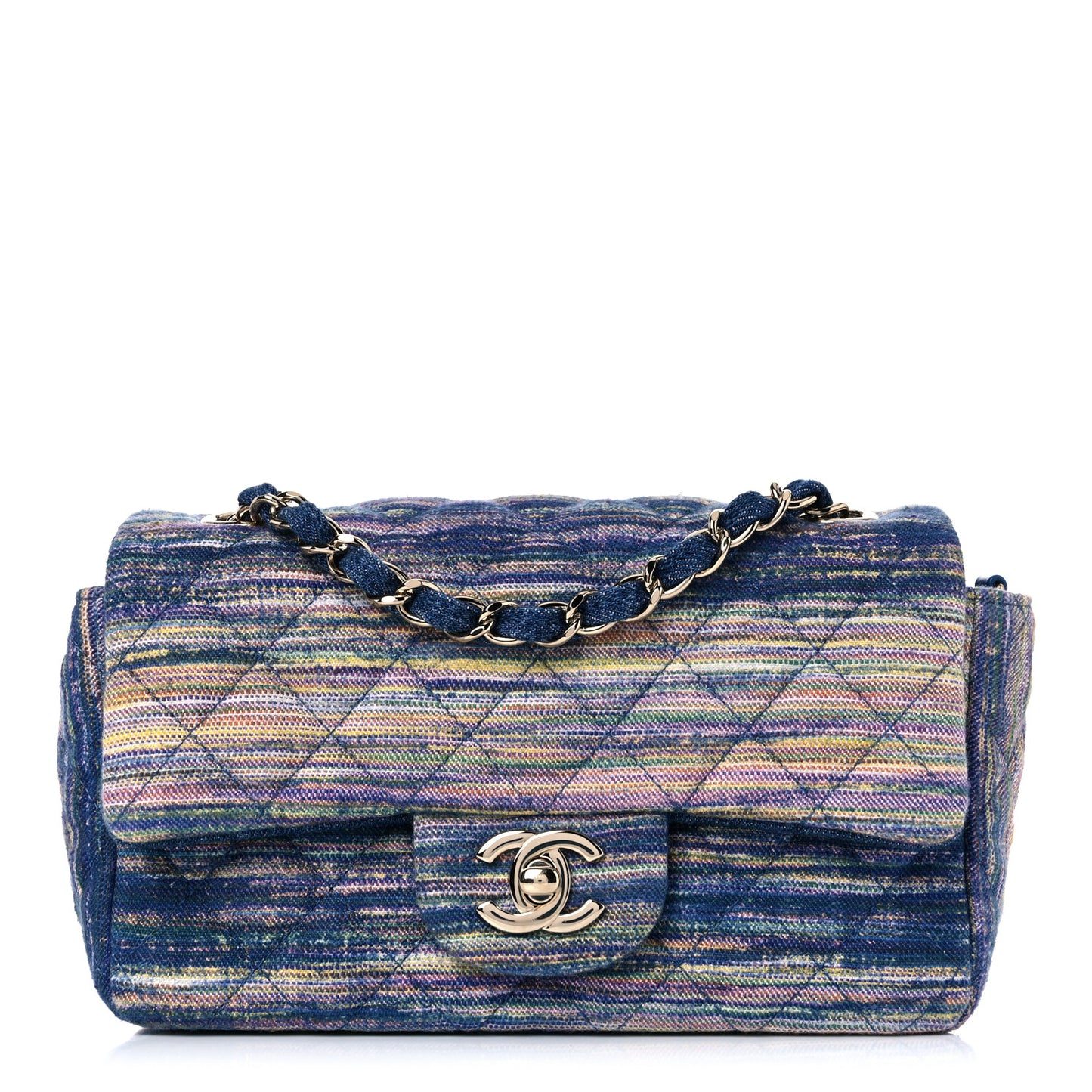 Striated Quilted Classics in Fabrics Mini Rectangular Flap Blue