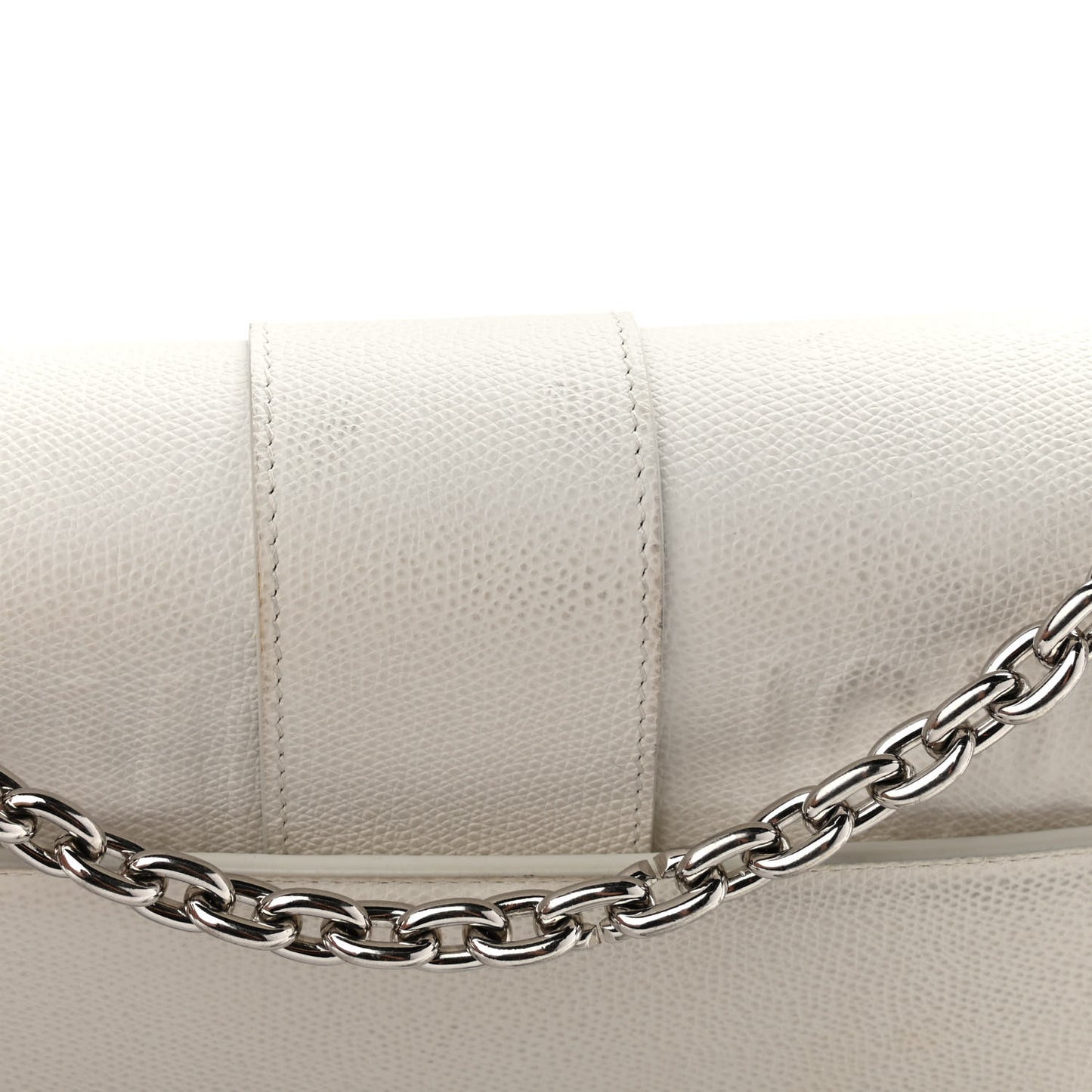 Grained Calfskin 30 Montaigne Chain Flap Bag White