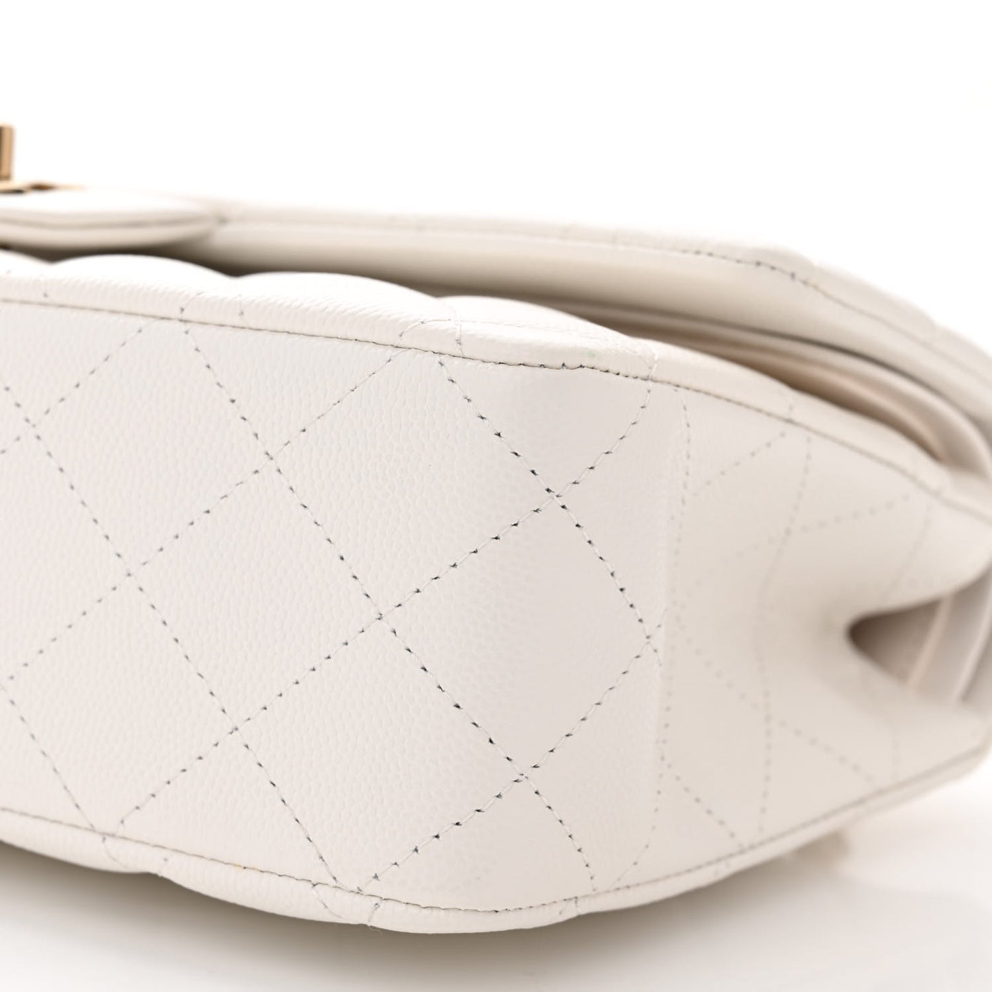 Caviar Quilted Medium Double Flap White