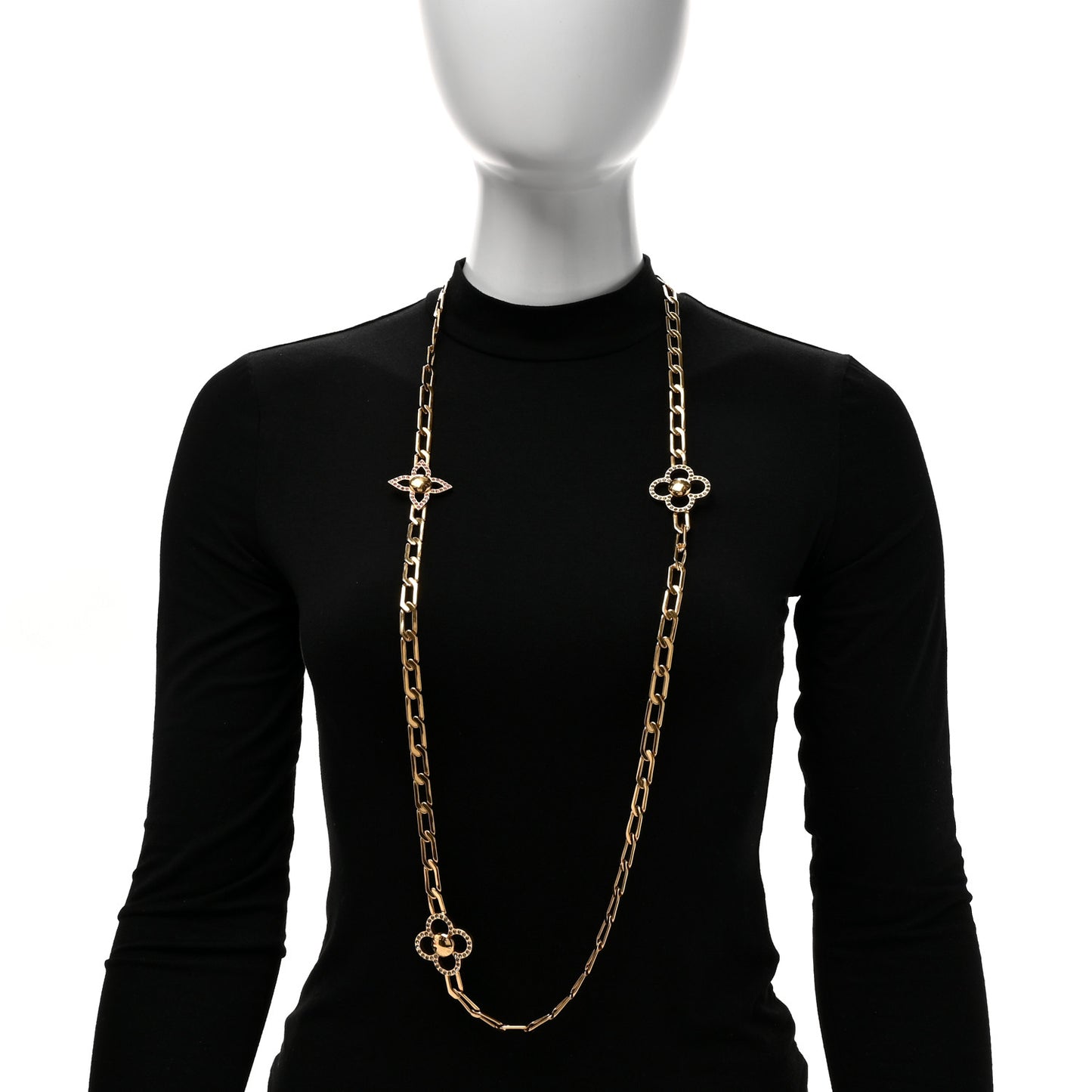 Monogram Multicolor Swarovski Crystal Flower Power Sautoir Necklace Gold