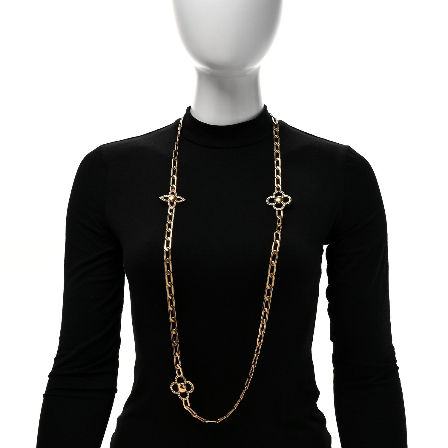 Louis Vuitton Monogram Multicolor Swarovski Crystal Flower Power Sautoir Necklace Gold 2 of 4