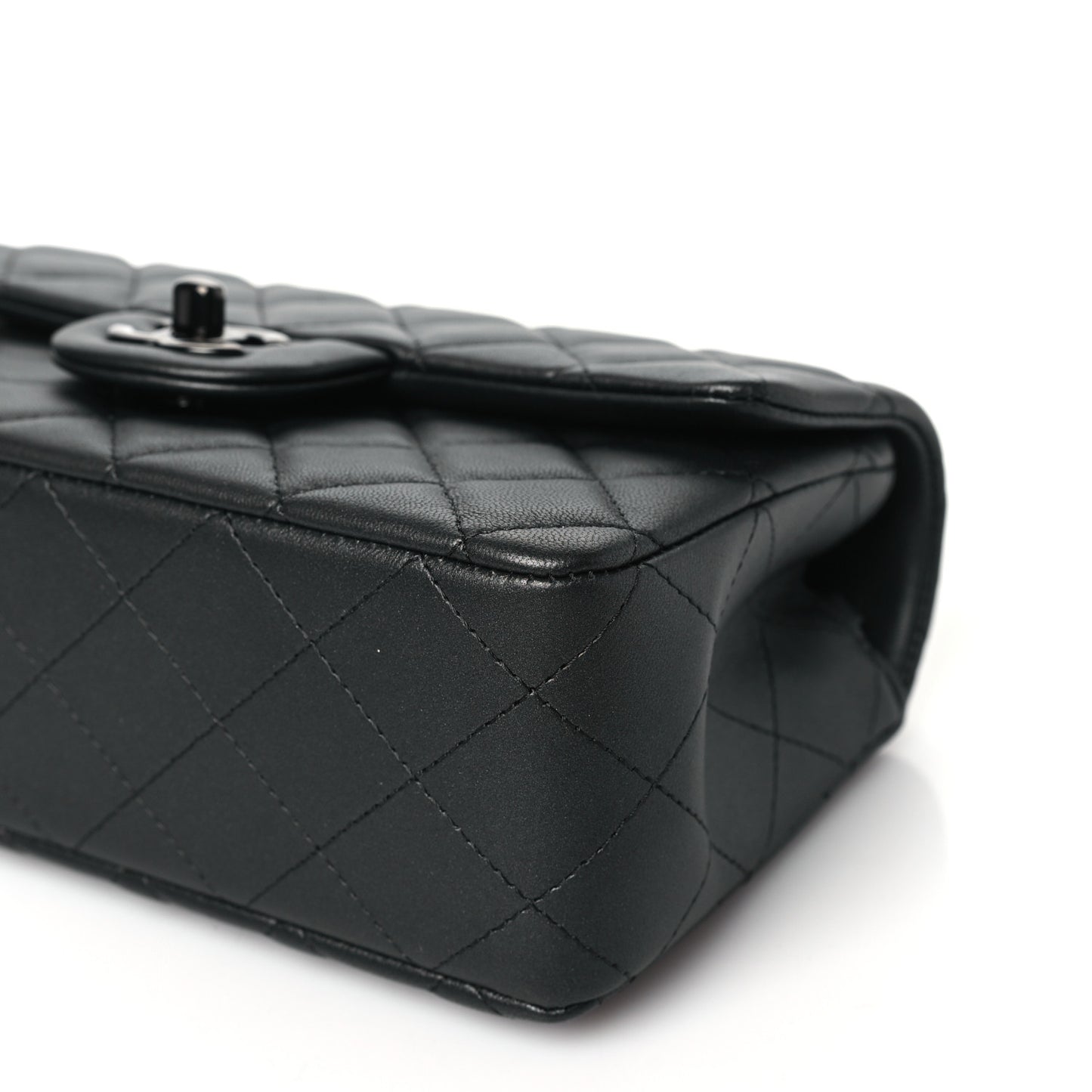 Lambskin Quilted Mini Rectangular Flap So Black