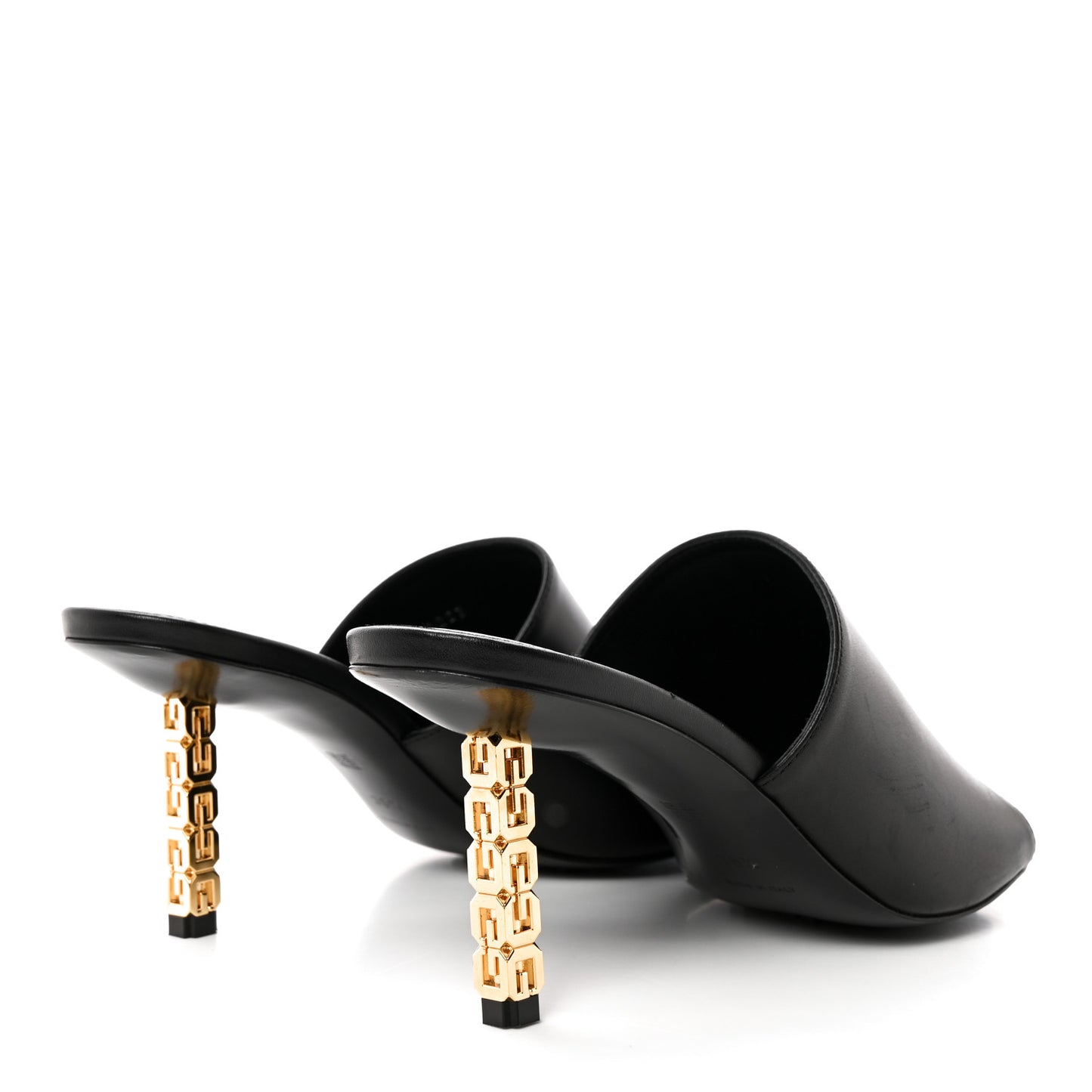 Smooth Nappa G Cube Mule Sandals 38.5 Black