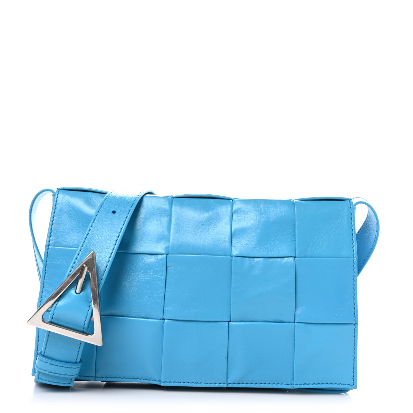 Paper Calfskin Maxi Intreccio Cassette Crossbody Bag Pool