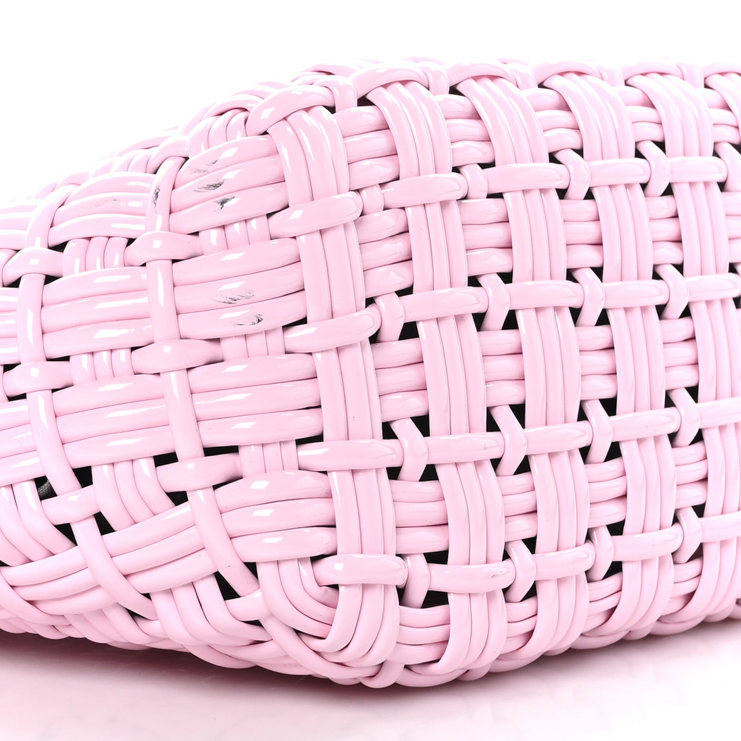 Faux Calfskin Braided Varnished XS Bistro Basket Candy Pink