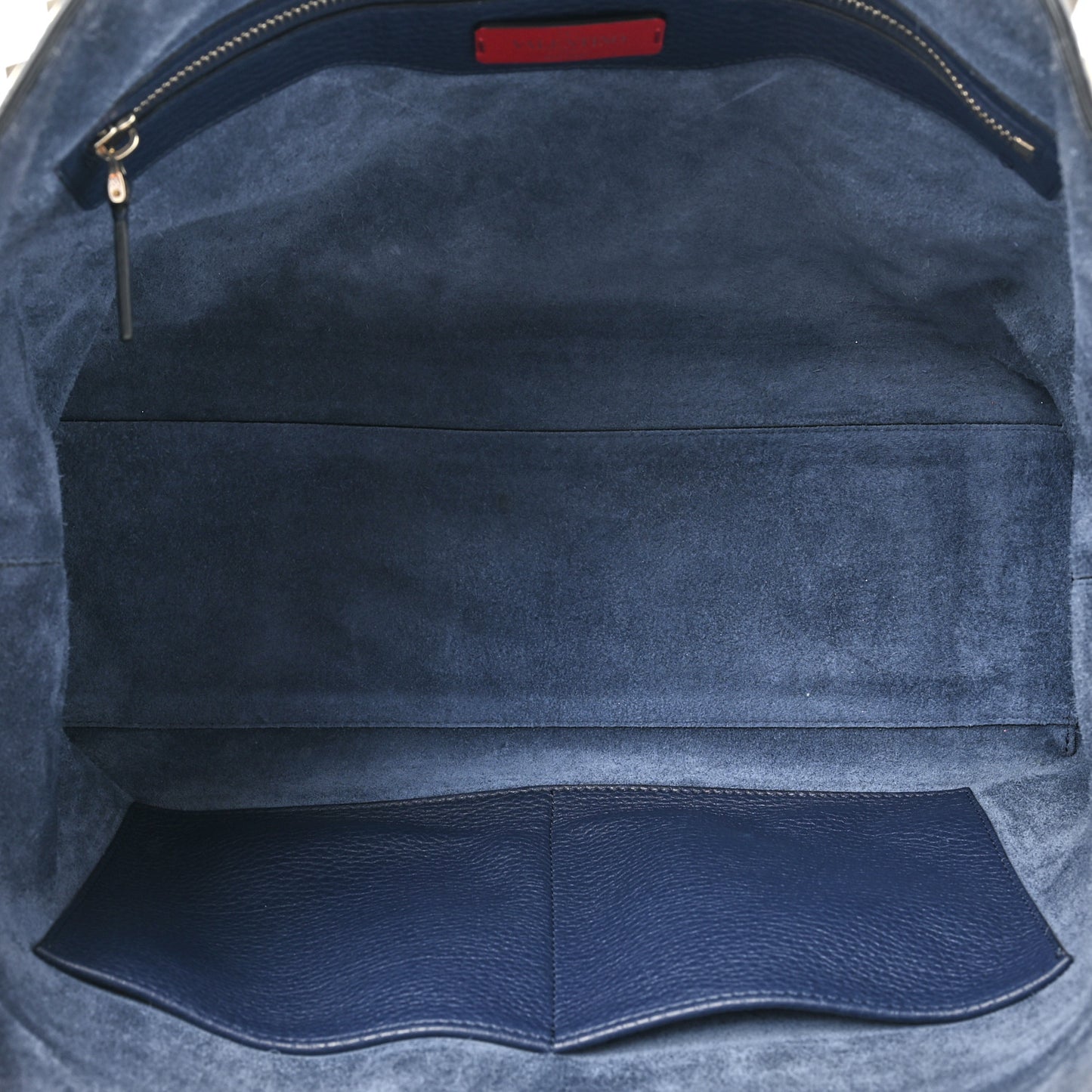 Grained Calfskin Rockstud Shoulder Tote Marine
