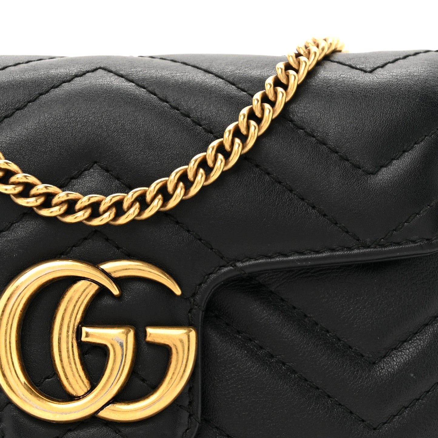 Calfskin Matelasse Super Mini GG Marmont Shoulder Bag Black
