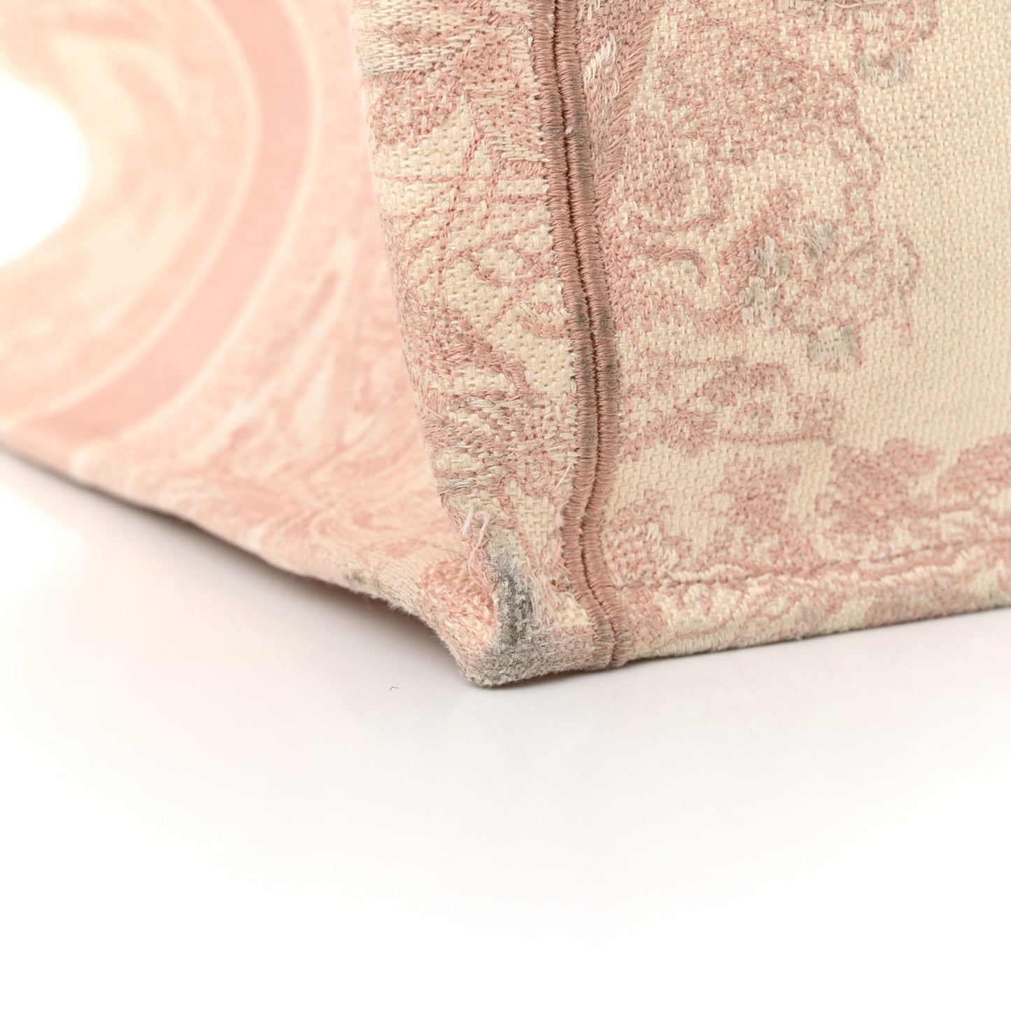 Canvas Toile De Jouy Embroidered Large Book Tote Pink