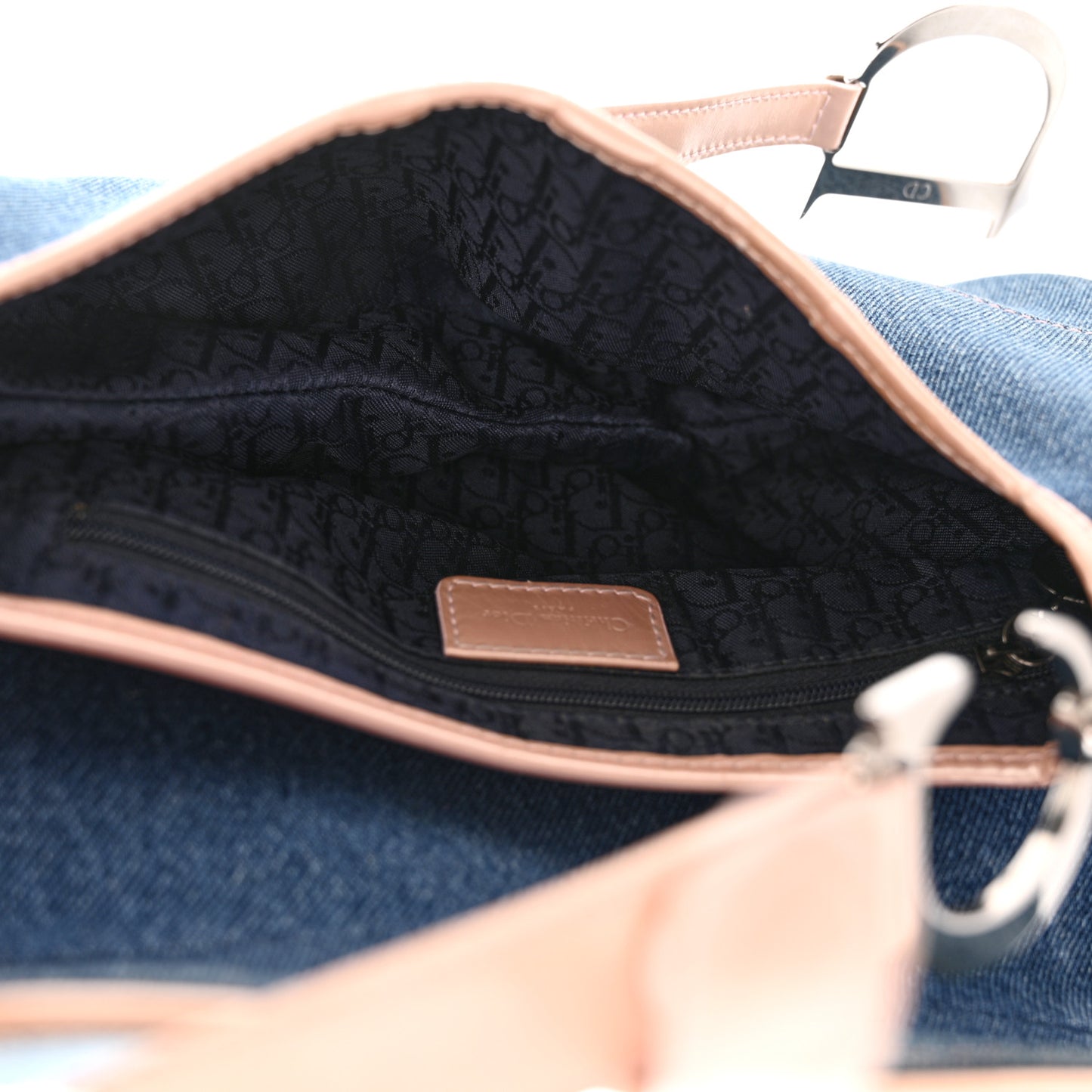 Patent Denim Jeans Saddle Bag Blue Pink