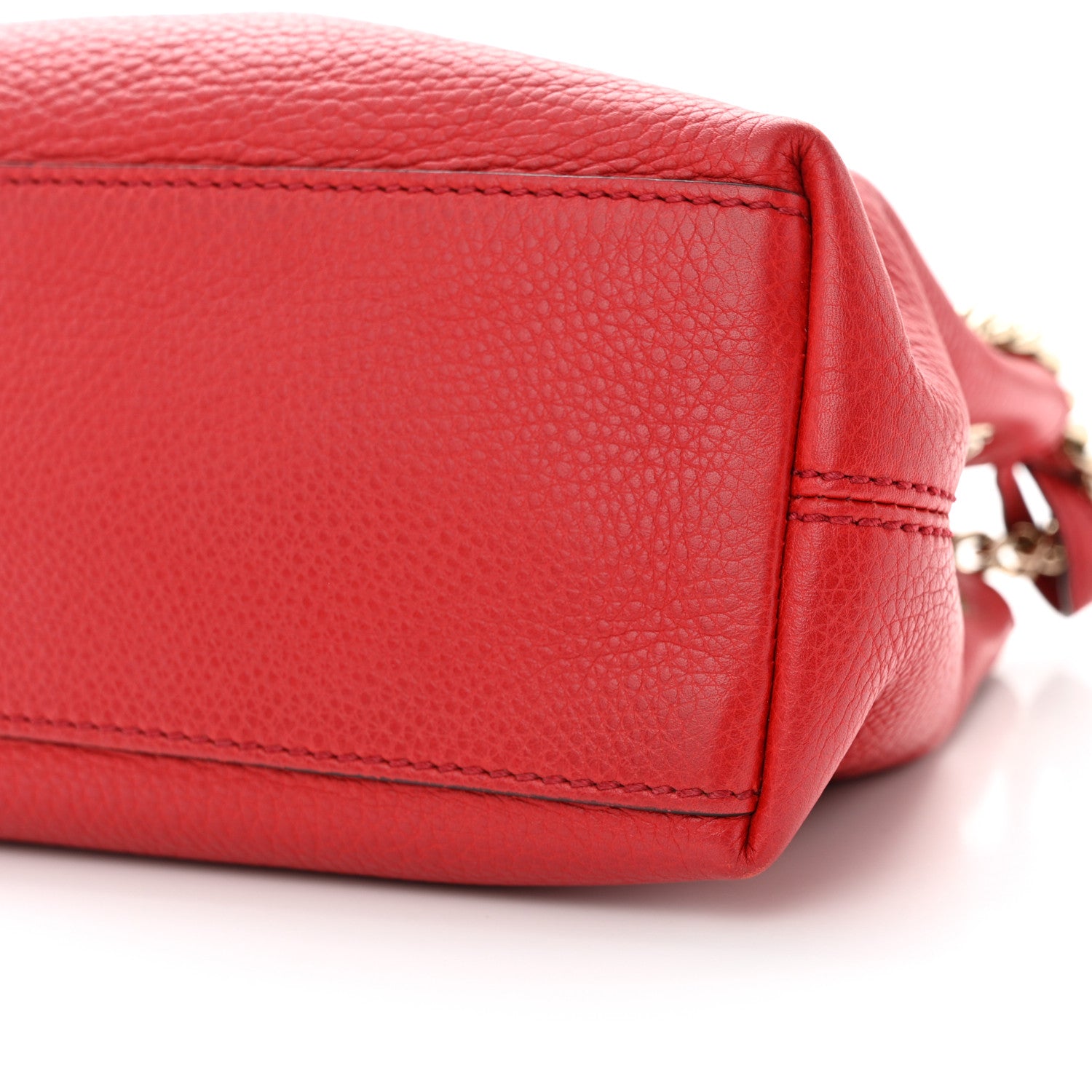 Gucci Pebbled Calfskin Small Soho Chain Shoulder Bag Tabasco Red 12 of 15