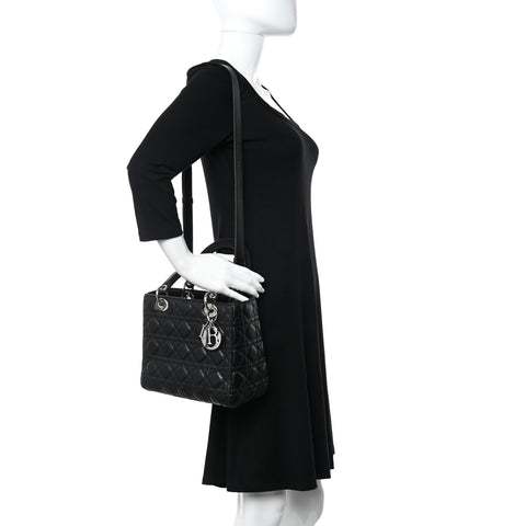 Lambskin Cannage Medium Lady Dior Black