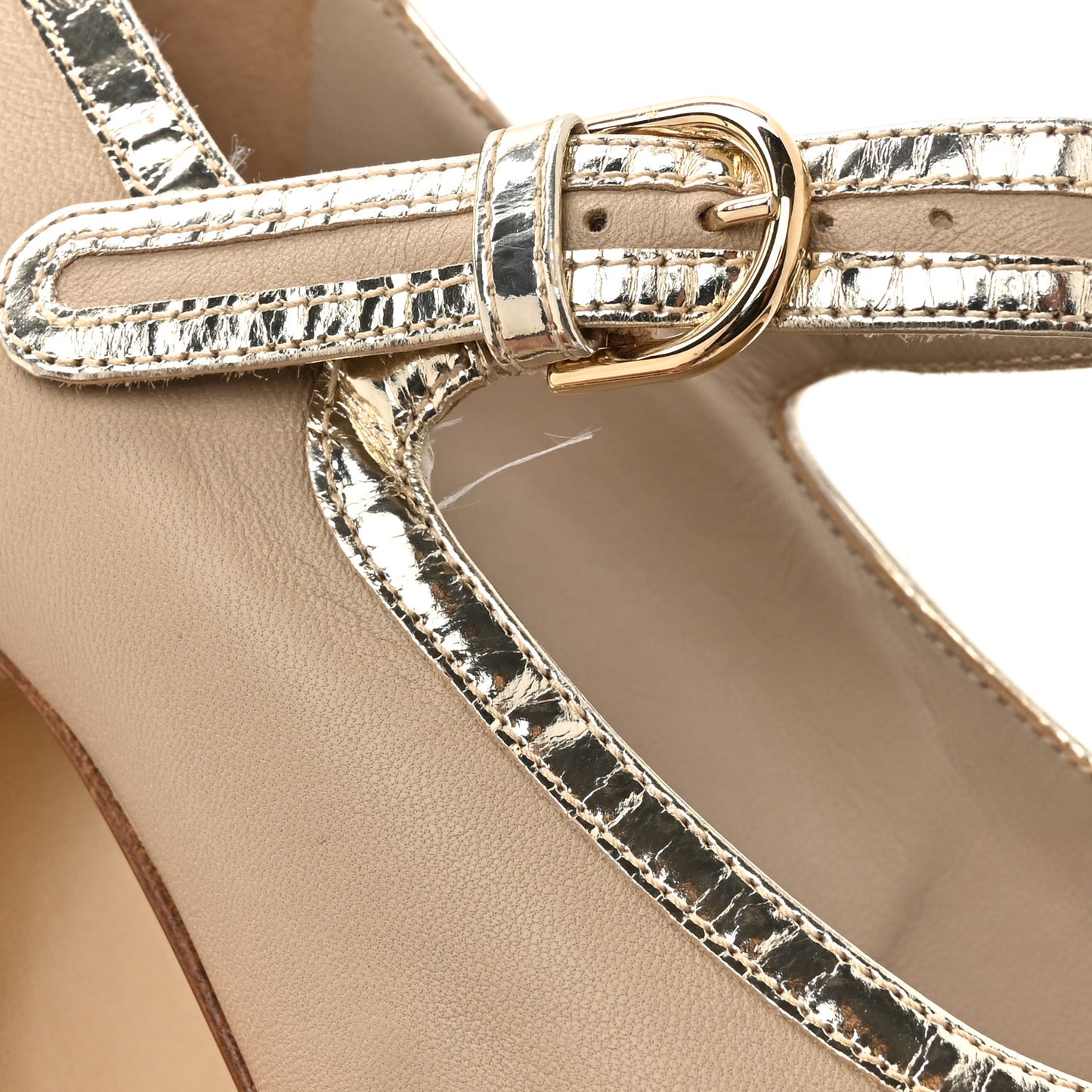 Lambskin Metallic Cap Toe Mary Jane Platform Pumps 38 Gold