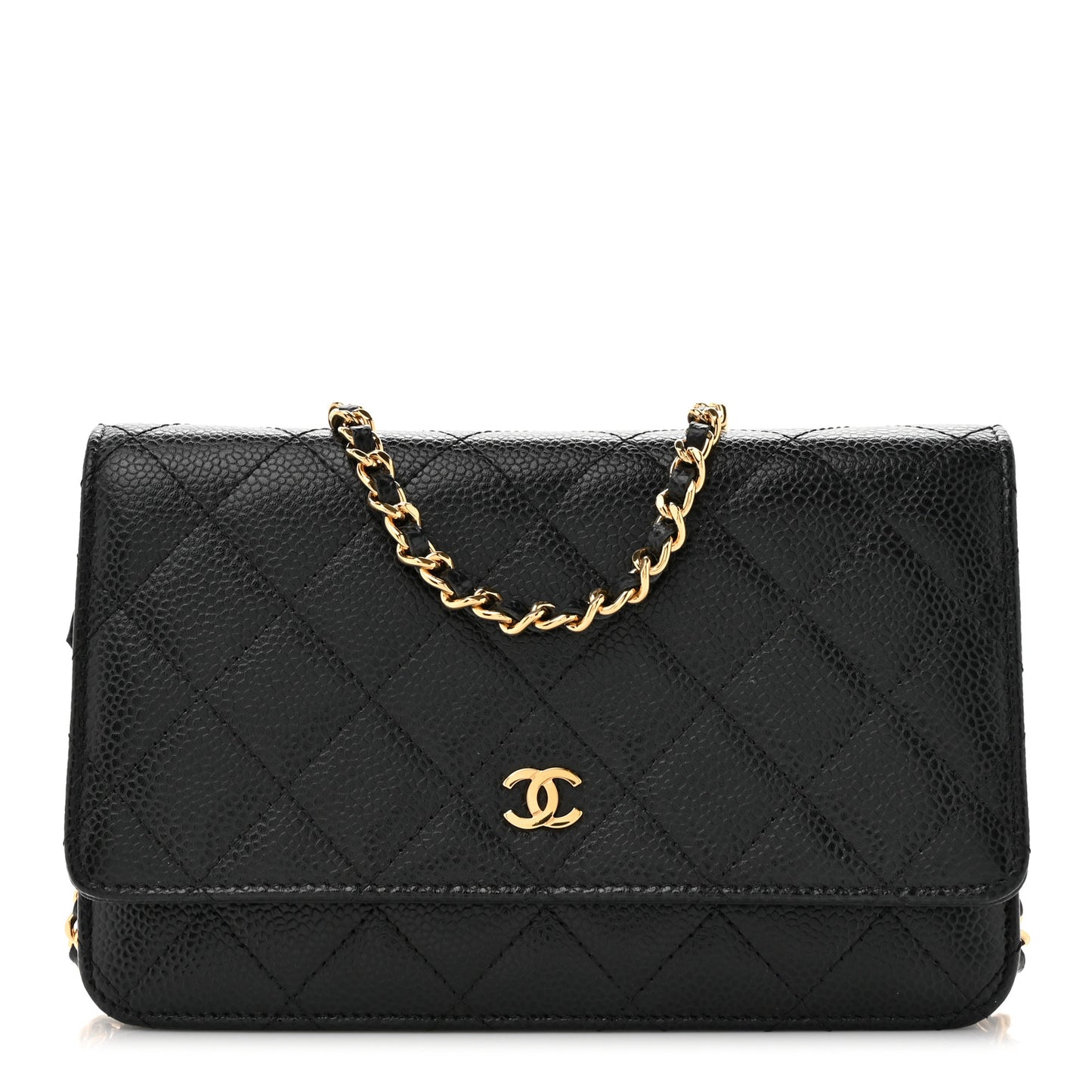 Caviar Quilted Wallet on Chain WOC Black