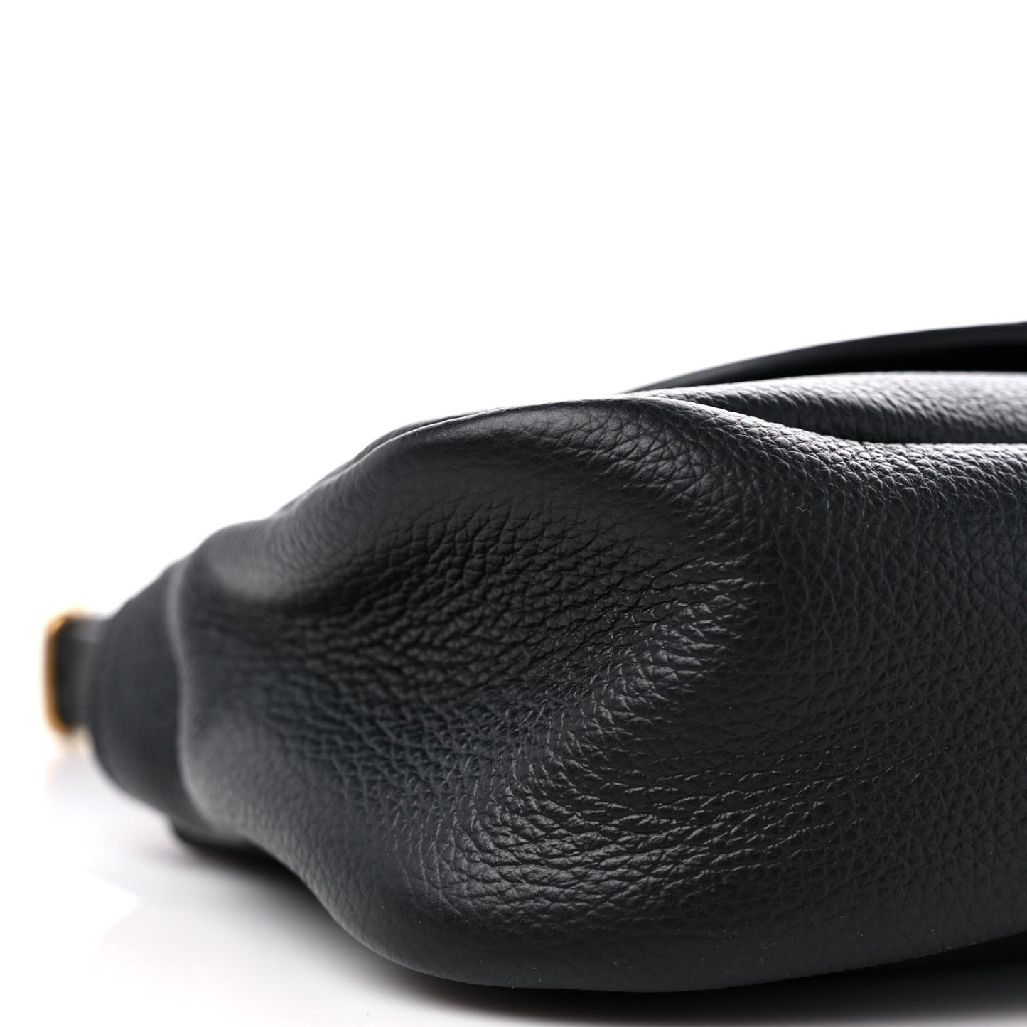 Shiny Grained Calfskin Marcie Clutch Black