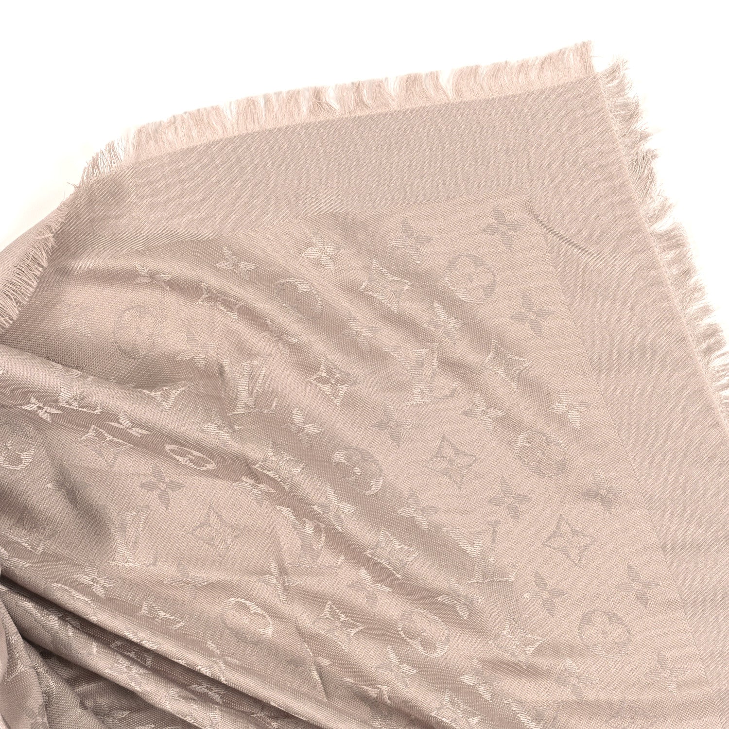 Louis Vuitton Silk Lurex Wool Monogram Shine Shawl Greige 4 of 4
