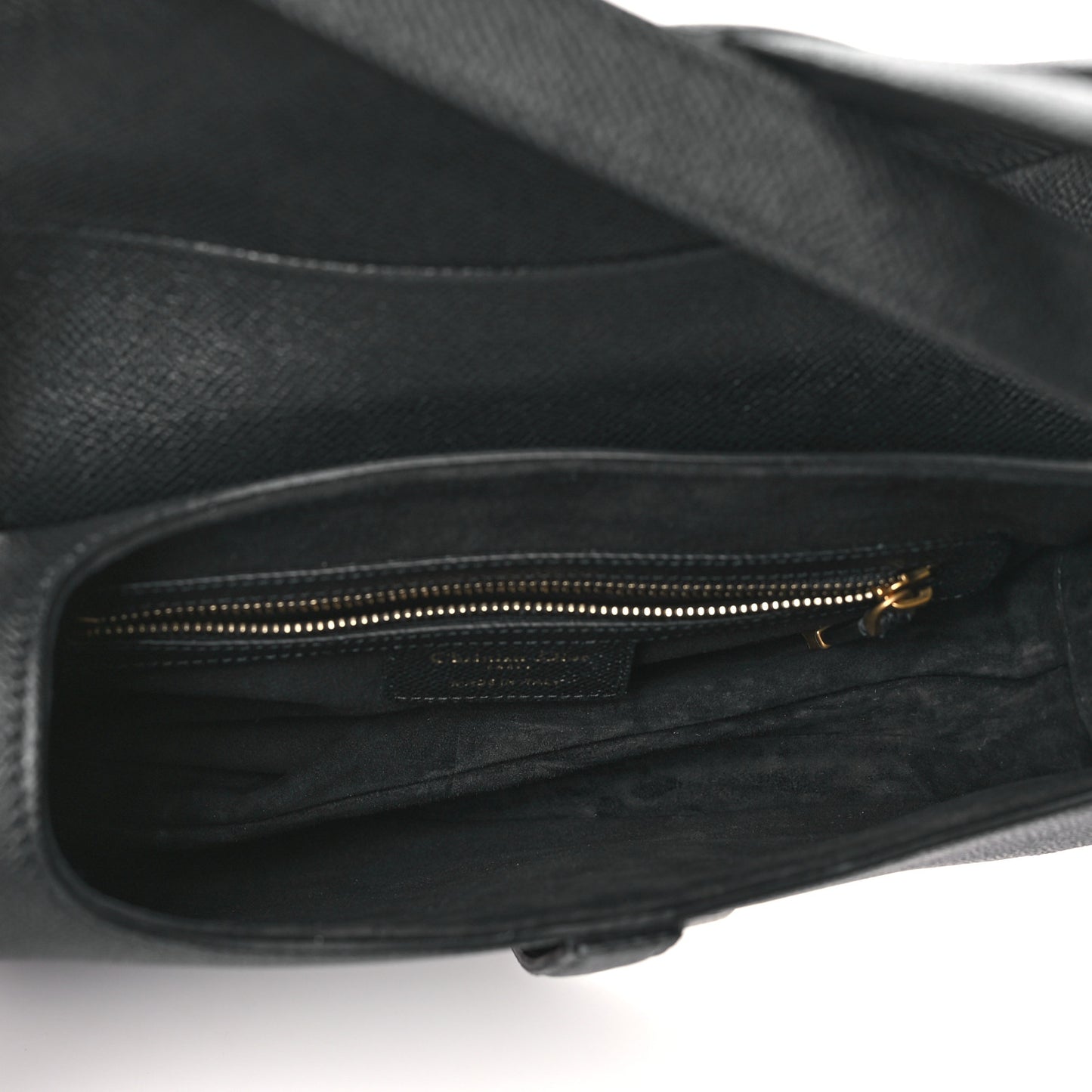 Grained Calfskin Saddle Bag With Strap Black
