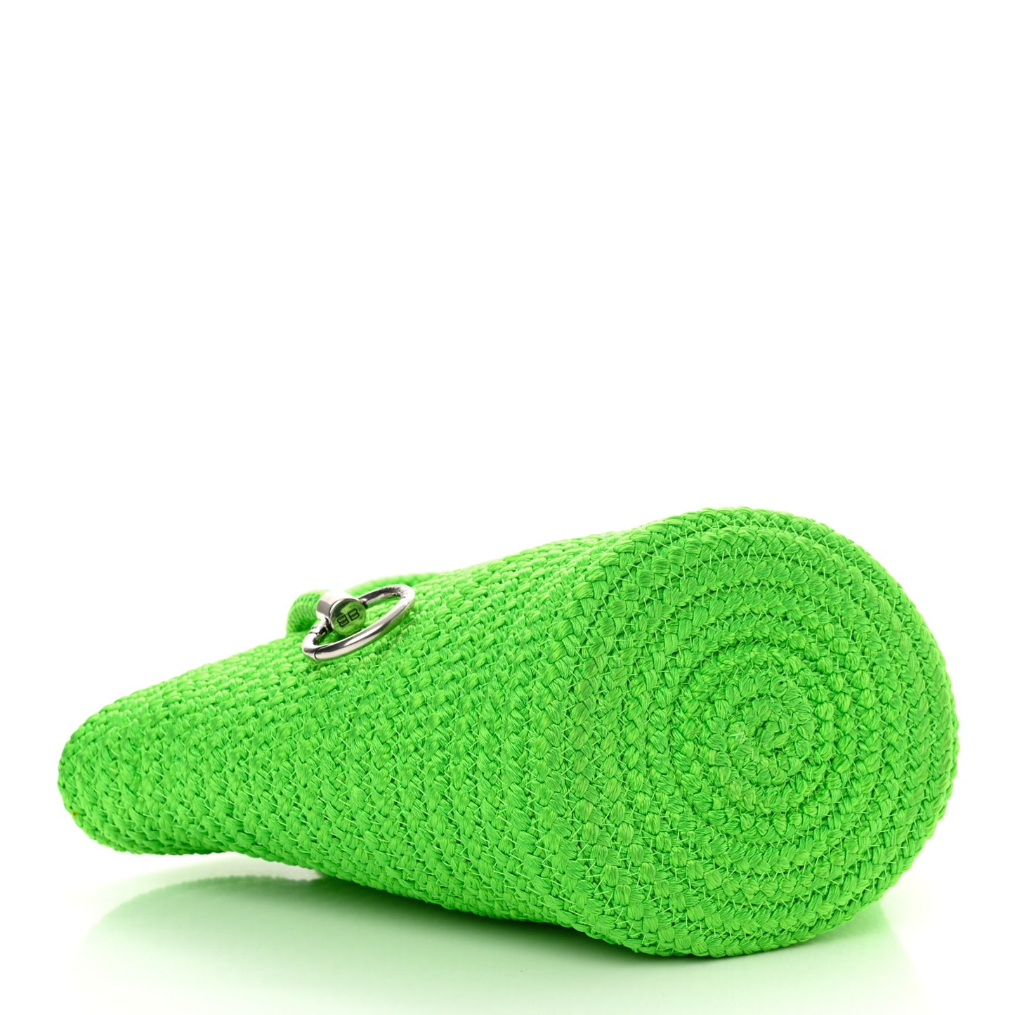 Nylon Lambskin Woven Small Ibiza Basket With Strap Green