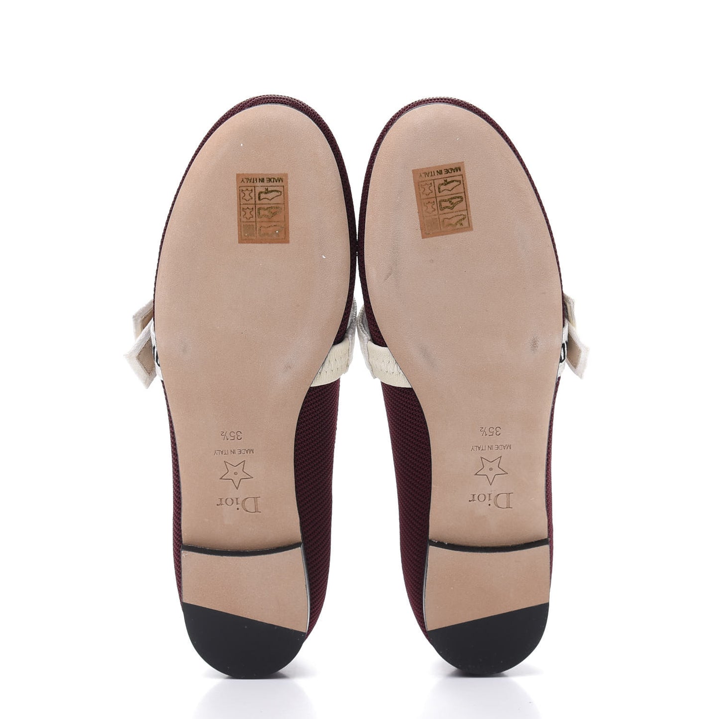 Fabric Ribbon Embroidered J'Adior Ballet Flats 35.5 Rouge Black